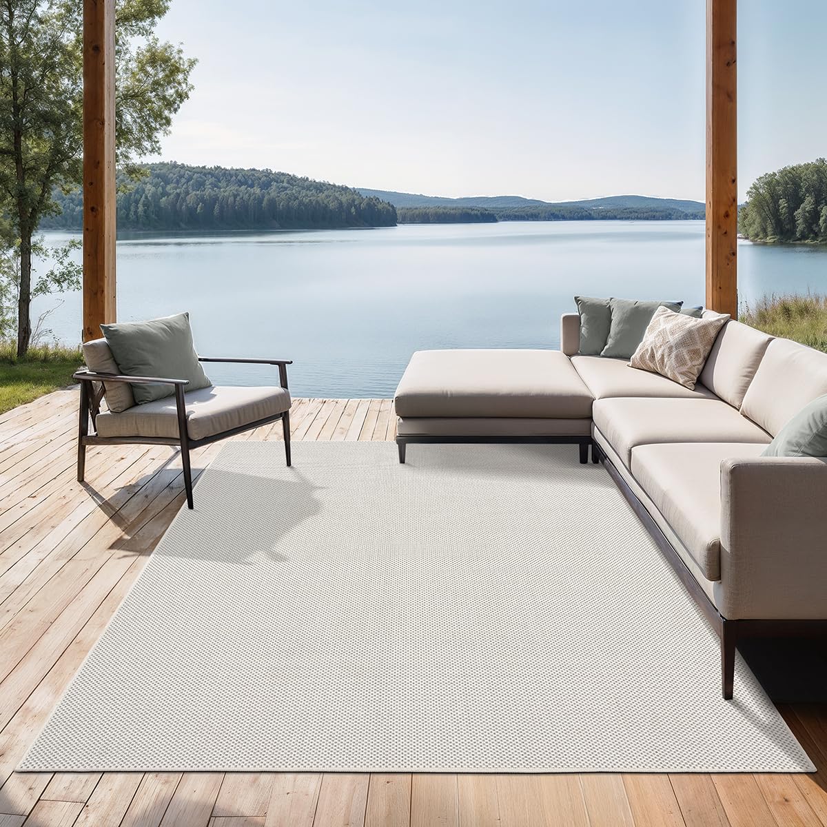 the carpet Mistra - Moderner In- und Outdoor Teppich, perfekt für das Wohnzimmer, Schlafzimmer oder die Terrasse, Wetterfest, langlebig und pflegeleicht, Natur, 300 x 400 cm