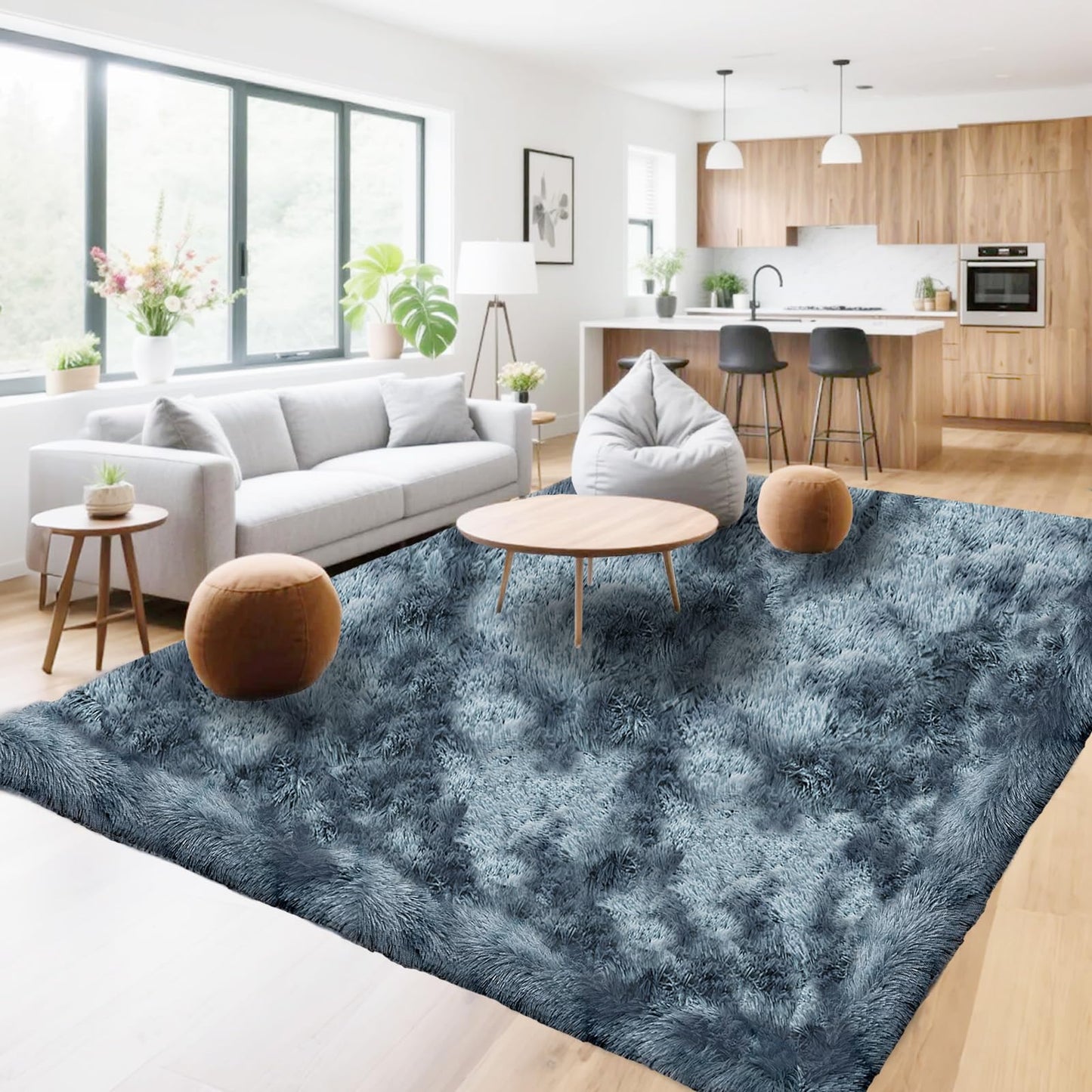 High Pile Living Room Rug, 140 x 200 cm, Cream Fuzzy Shaggy Fluffy Rug for Bedroom Rugs, Modern Plush Living Room Rug, Bed Rug, High-Pile Carpet, Non-Slip for Children's Room