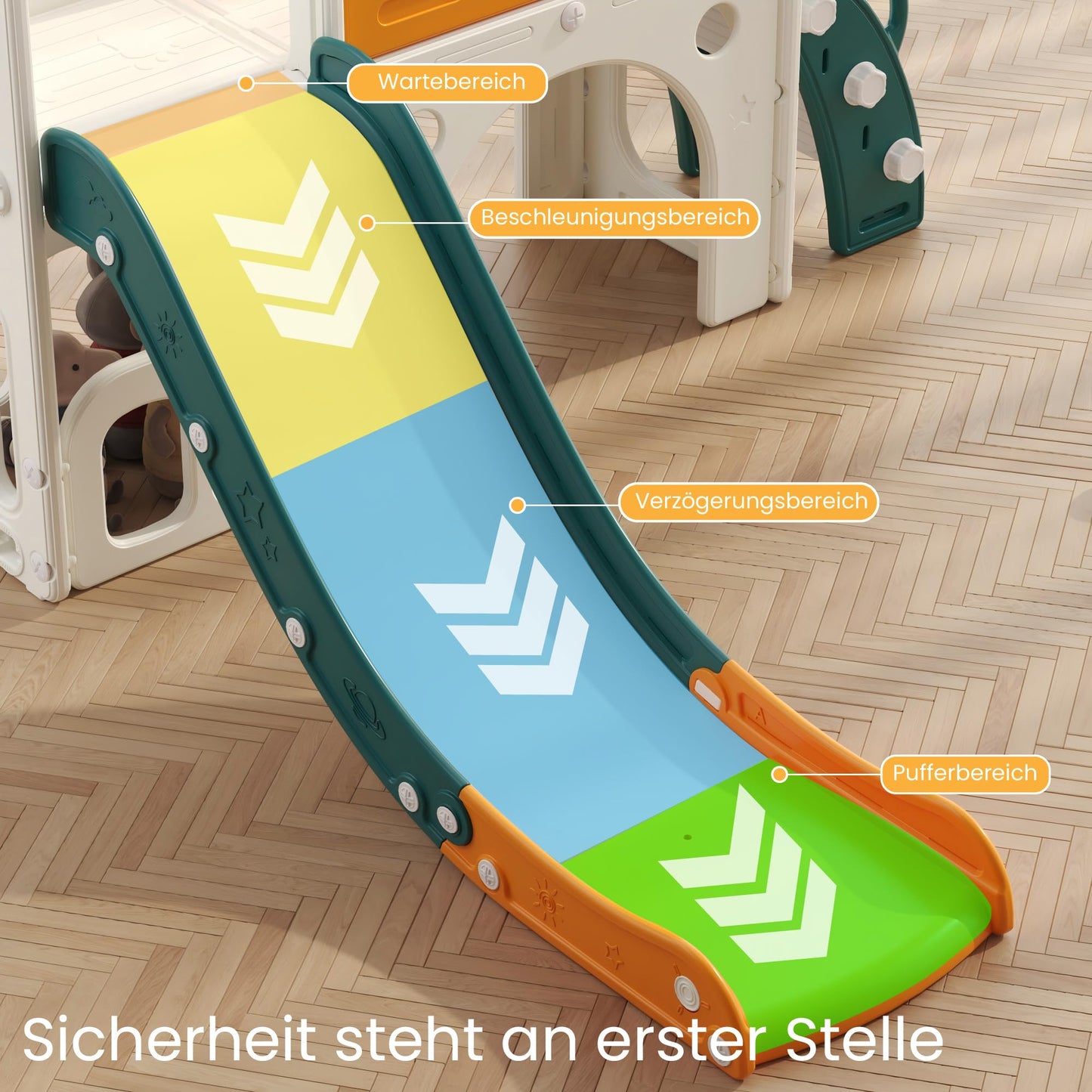 Hominewti Kinderrutsche, 8-in-1-Montessori Kinder Spielplatz mit Basketballkorb, Teleskop und Klettergerüst, Babyrutsche für Kleinkinder, Spielplatz für drinnen und draußen, Grün