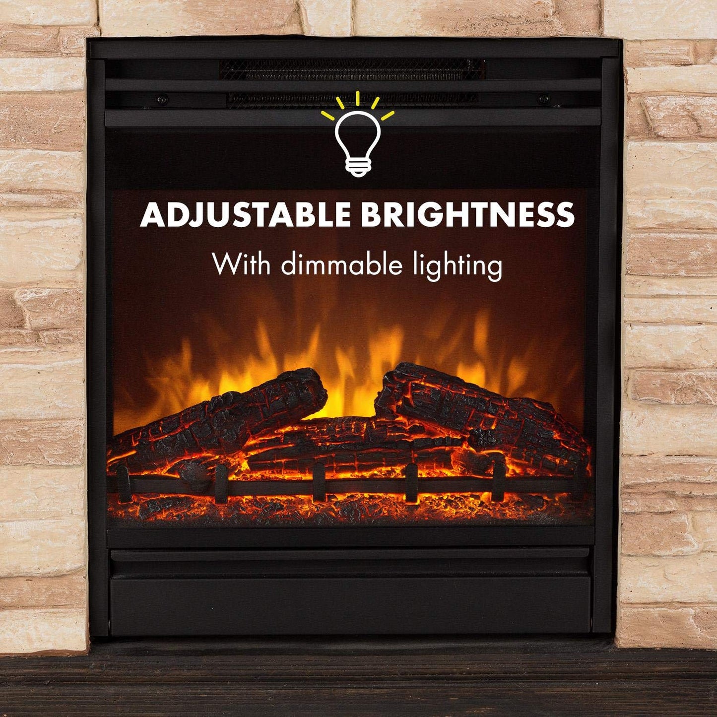 Klarstein Electric Fireplace, Electric Fireplace, 1800 Watt, Flame Effect, Stone Decor, Polystone, Remote Control