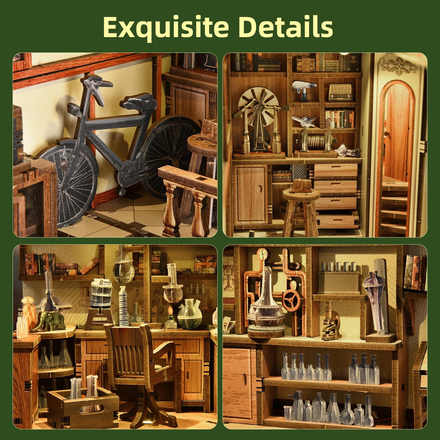 MiniCity Book Nook Kit, DIY Miniature Dollhouse Booknook Kit, 3D Wooden Puzzle Bookend Bookshelf Insert Decor for Teenagers and Adults (Library of Gods Max)