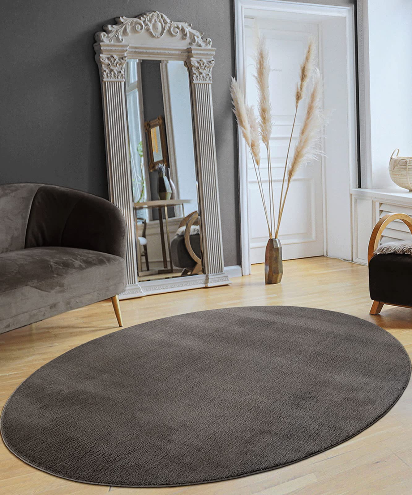 the carpet Relax Rug, Modern, Fluffy, Short Pile, Non-Slip Underside, Washable up to 30°C, Super-Soft, Fur Look, Anthracite, 160 x 220 cm