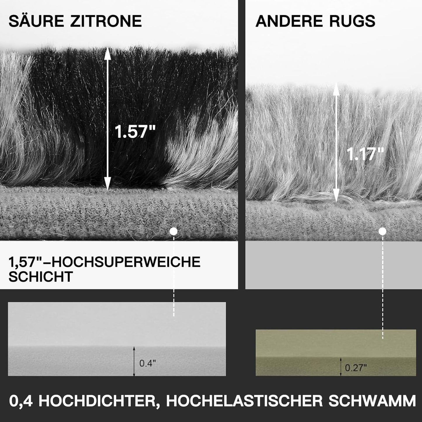 Treeboy High Pile Rug Grey Carpet Living Room 160 x 230 cm Washable Non-Slip Extra Large Rugs Bedroom Fluffy Modern Rugs Mat Rugs for Bedroom Children's Room
