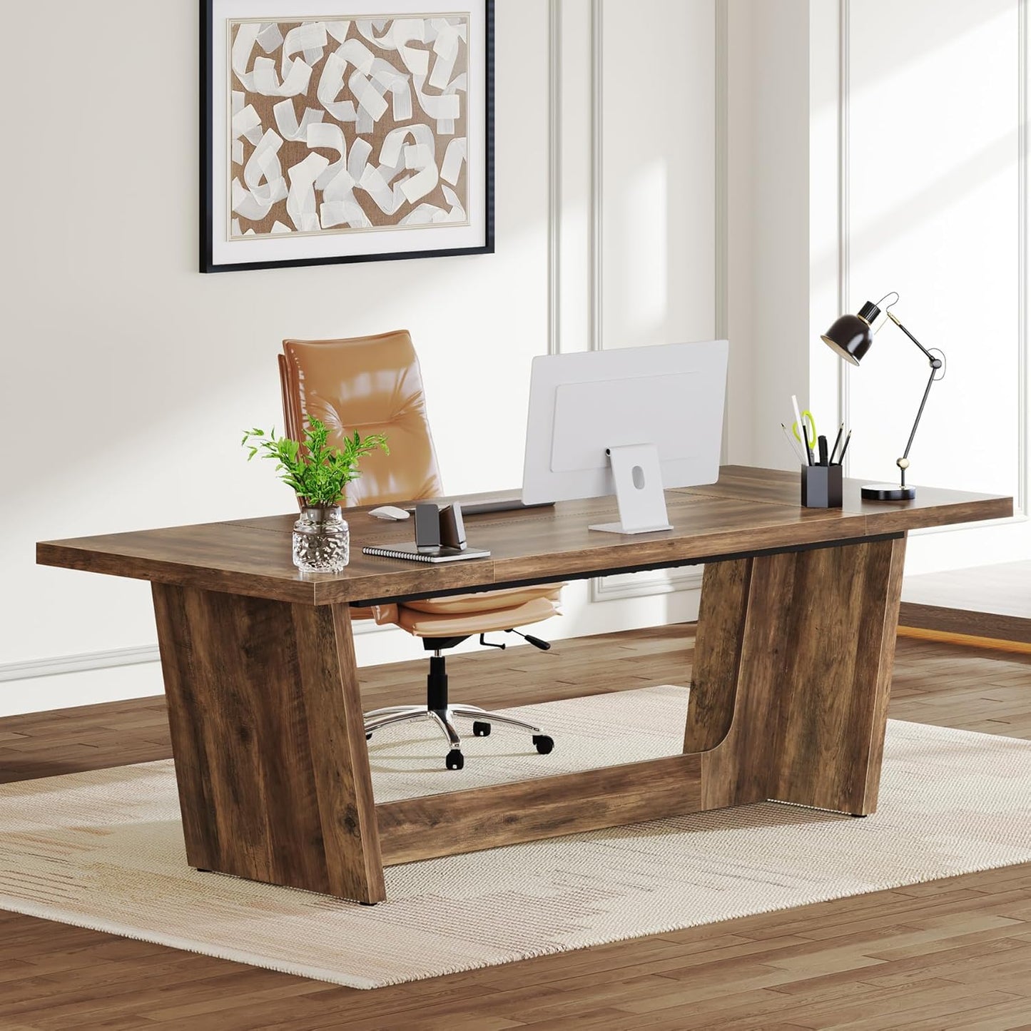 Tribesigns Computer Desk, 180 x 79 x 75 cm, Large Desk, PC Table, Office Table, Work Table, Dining Table, Office Furniture, Computer Desk, Conference Table for Home Office, Rustic Brown