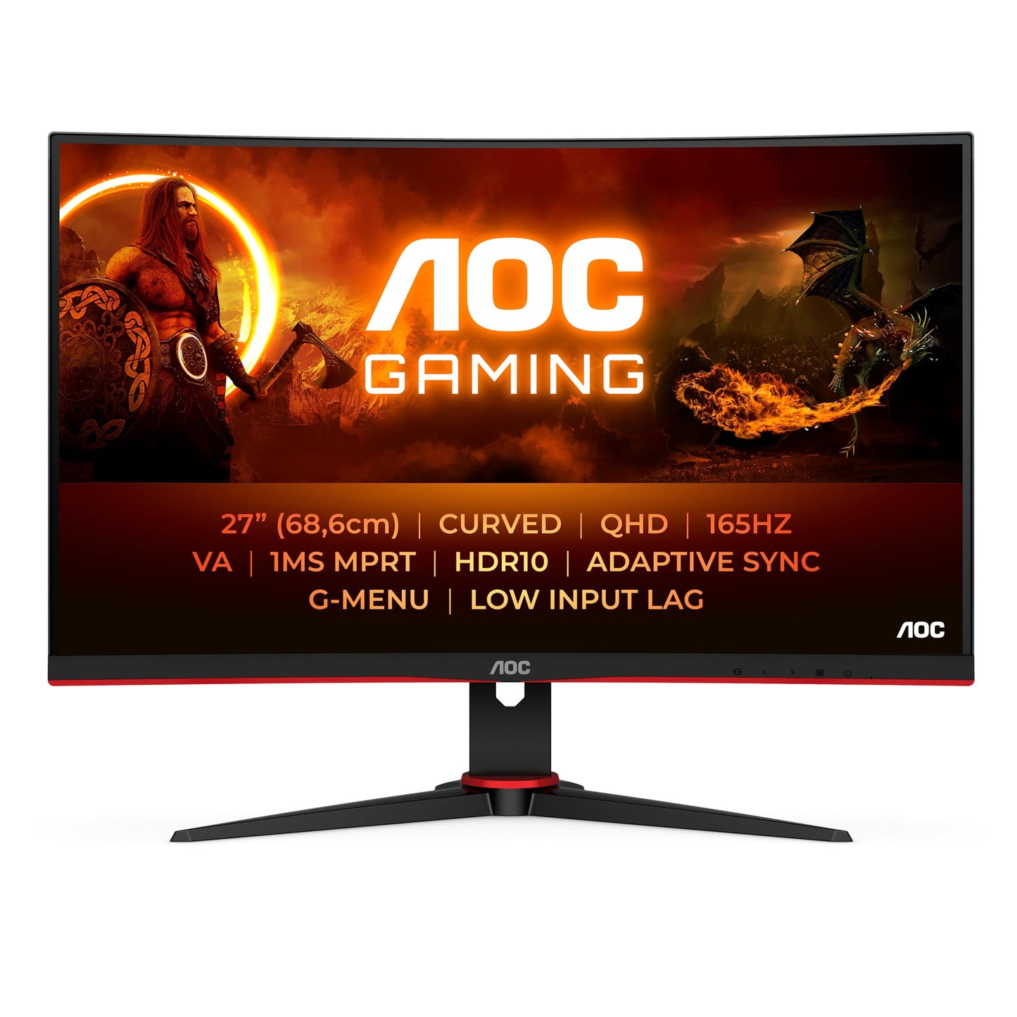 AOC Gaming CU34G2XPD – 34-Zoll-WQHD-Curved-Monitor, 180 Hz, schnelle VA, 1 ms GTG, FreeSync Premium, HDR400, höhenverstellbarer Standfuß (3440 x 1440, HDMI, DisplayPort, USB-Hub)