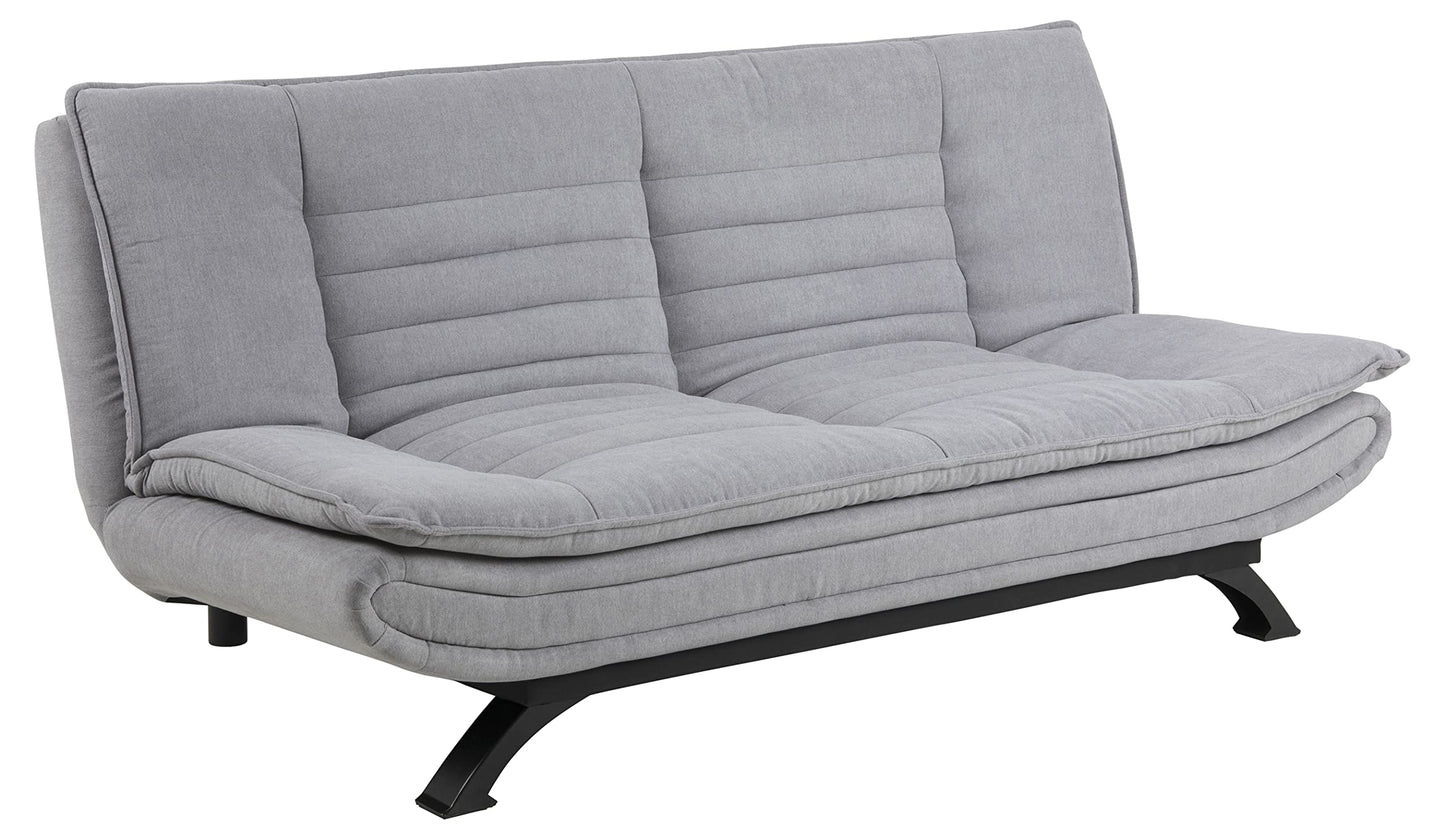 AC Design Furniture Jasper Bettcouch Dunkelgrau/Schwarz, Schlafsofa mit 3 Liegepositionen, Moderner 3-Sitzer Ohne Armlehne, Gepolstert mit Schwarzen Metallbeinen, L: 196 x H: 91 x T: 98 cm
