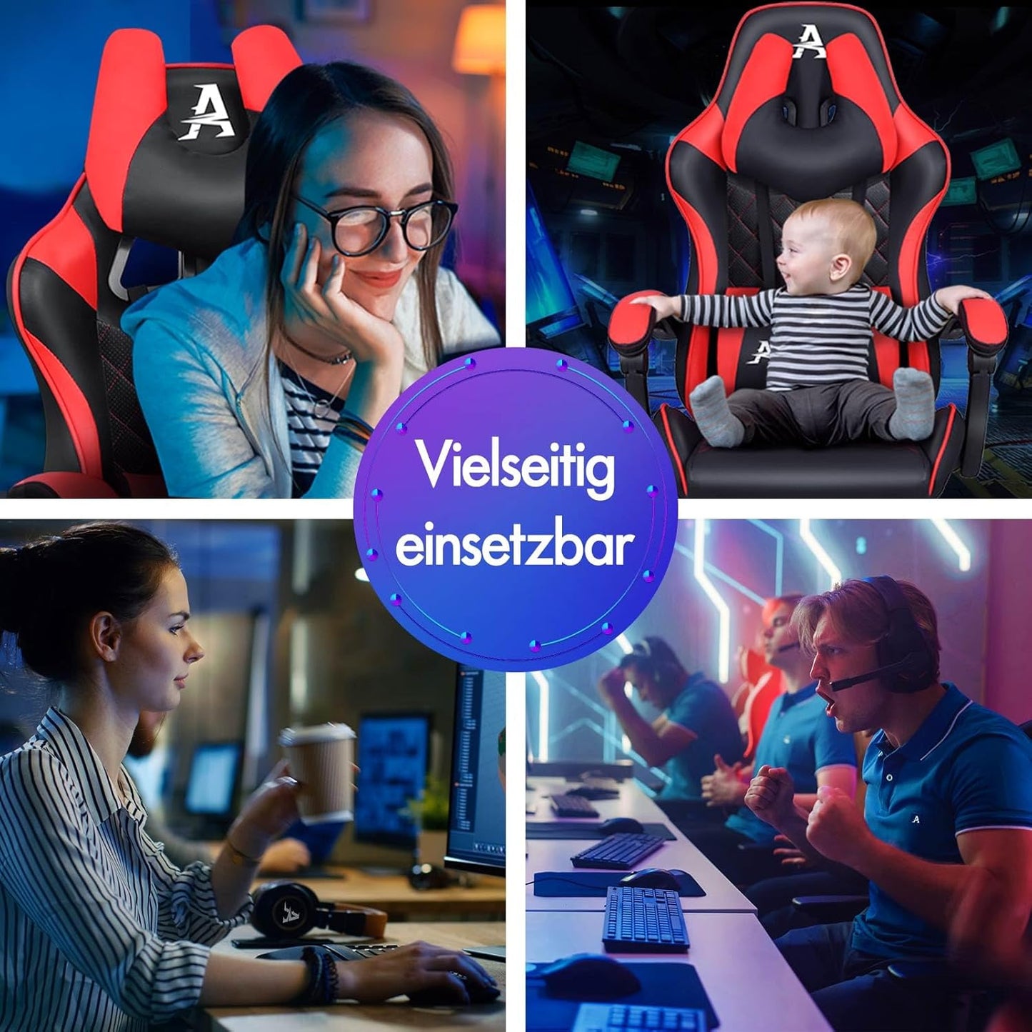 ALFORDSON Premium Gaming Chair with Footrest and Lumbar Support, Ergonomic Design, 150° Tilt, Leather Desk Chair for Gaming Office, 180kg Load Capacity, Red
