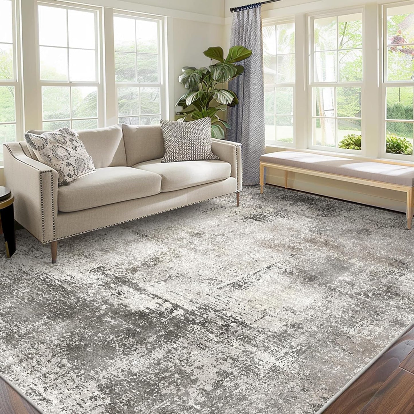 BEIMO Waschbarer Teppich Wohnzimmer, Abstrakt Design Teppich Schlafzimmer Kurzflor, Groß Teppiche rutschfest Weiche für Badezimmer Esszimmer Flur, 120x170cm