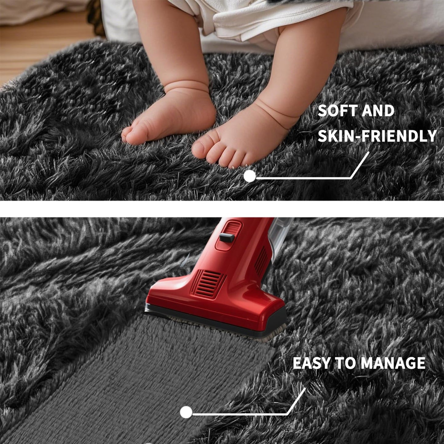 High Pile Living Room Rug, 140 x 200 cm, Cream Fuzzy Shaggy Fluffy Rug for Bedroom Rugs, Modern Plush Living Room Rug, Bed Rug, High-Pile Carpet, Non-Slip for Children's Room