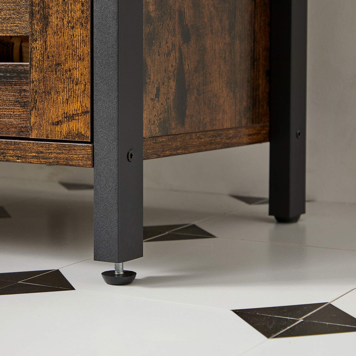 Vasagle BBC05WT Scandinavian Style Bathroom Cabinet, Storage Cabinet 60 x 30 x 60 cm with 2 Slat Doors, Adjustable Shelf with Handles - Matt White