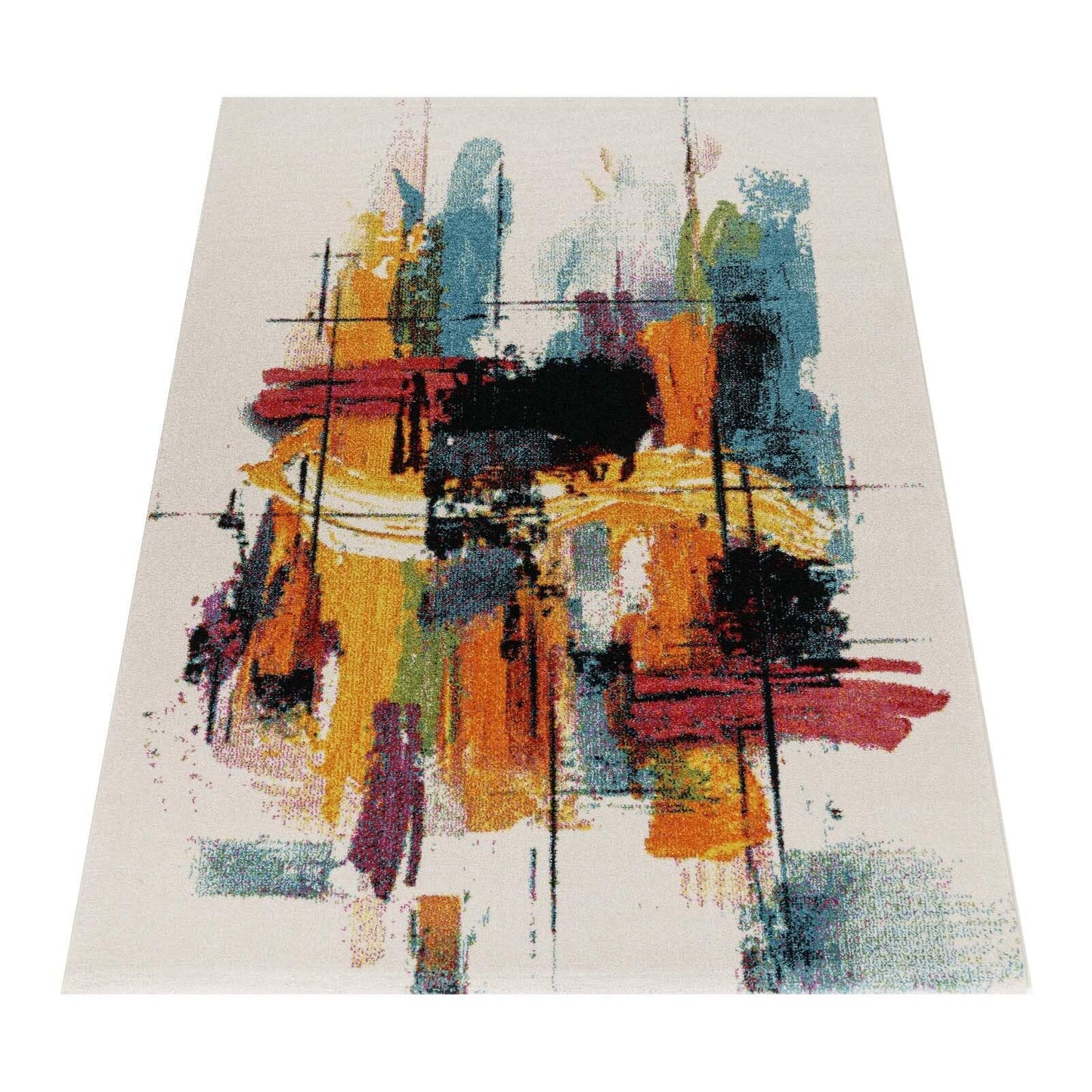 Taracarpet Moderner Designer Kurzflor Teppich bunt Multi fürs Wohnzimmer Schlafzimmer und Kinderzimmer Vision Graffiti 120x170 cm