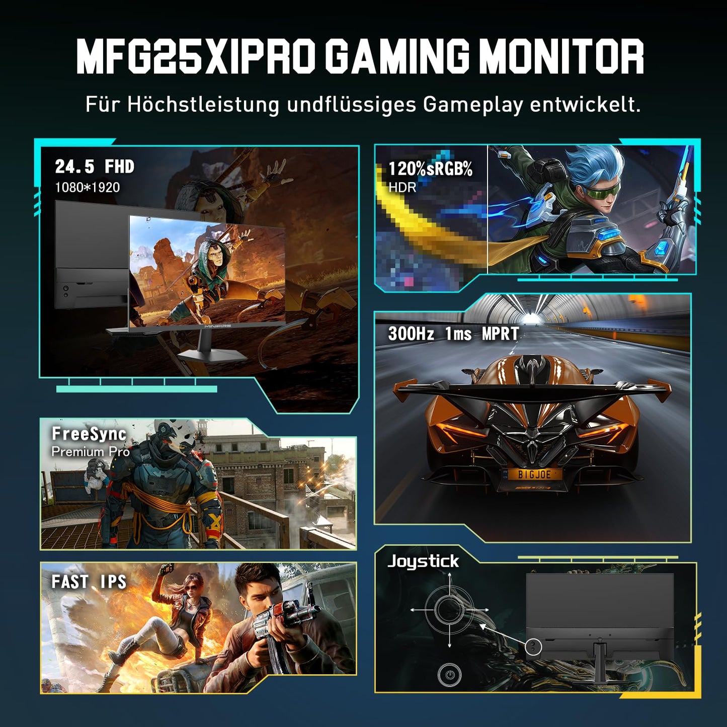 Minifire MFG32C3Q Gaming Curved Monitor 32 Inch 180Hz, 2K WQHD (2560 x 1440), 1500R, 1ms (MPRT), AMD FreeSync, sRGB 125%, VESA, 2xHDMI 2.0 / 2xDP (180Hz), Eye Care