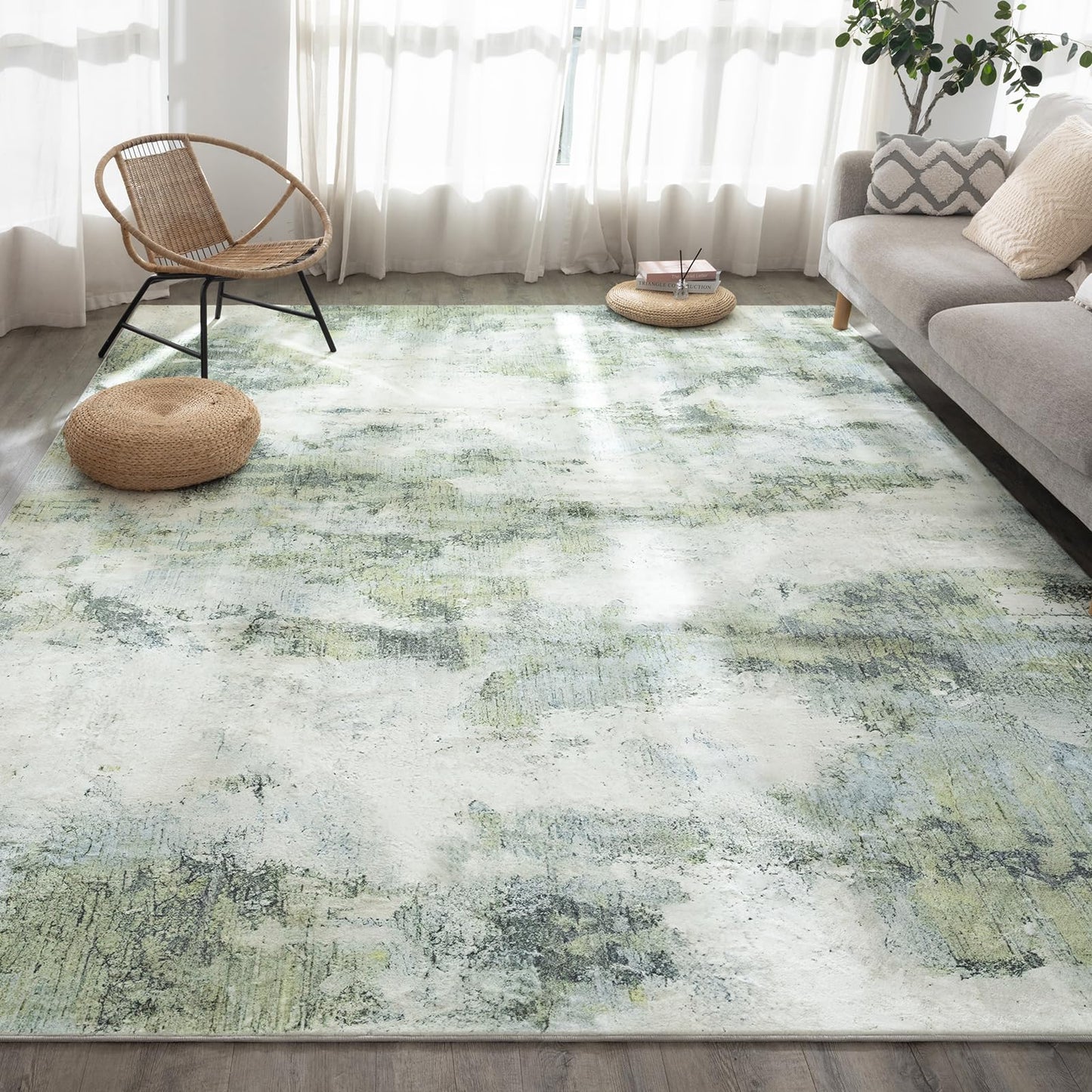 UMINEUX Washable Area Rug 5'x7' Large Modern Abstract Living Room Rug with Anti-Slip Rubber Backing, Ultra Soft Low Pile Rugs Carpet for Dining Room Bedroom Home Office Decor