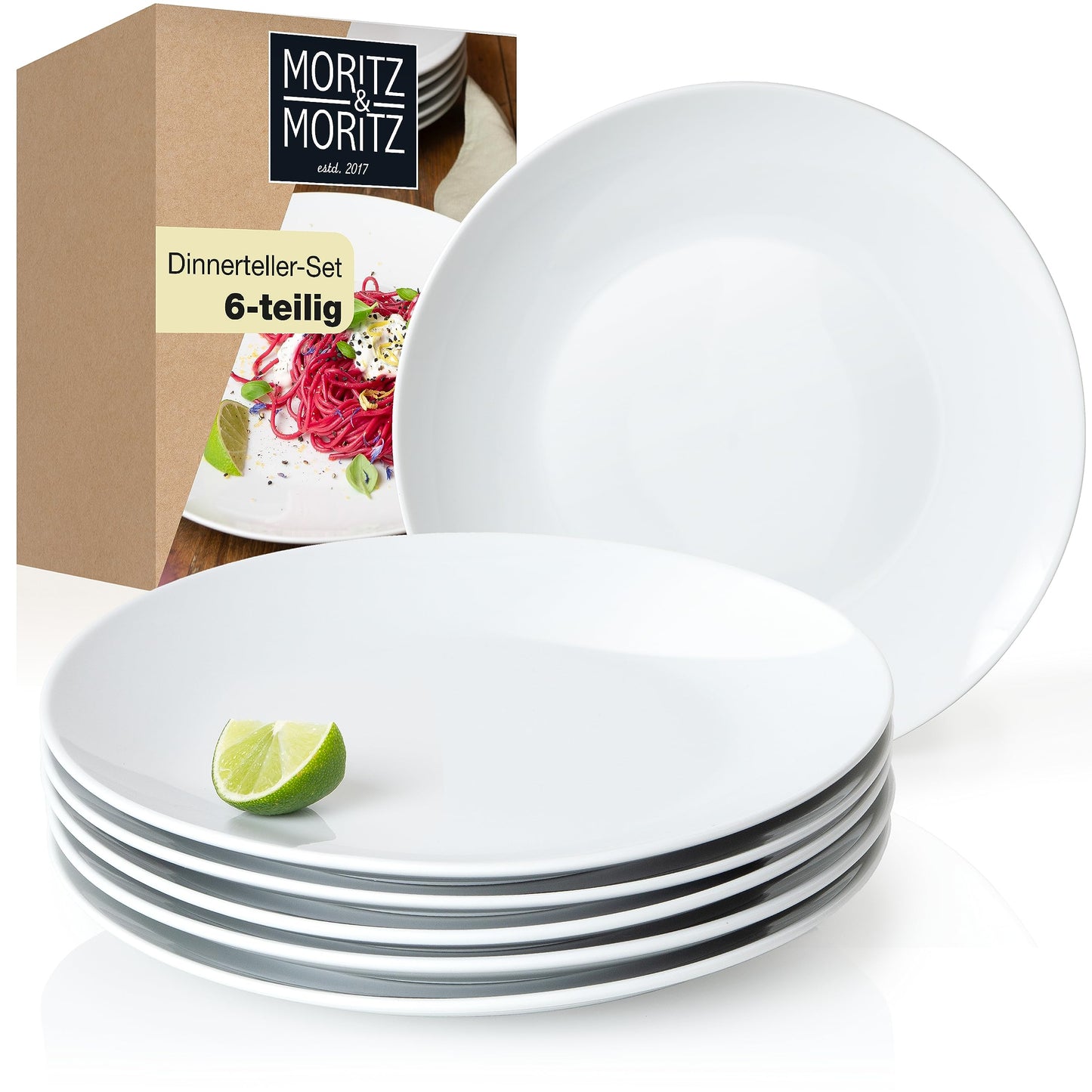 Moritz & Moritz BASIC Kaffeetassen Set 6-teilig - ca. 300ml aus hochwertigem Porzellan in klassischem Weiß - Perfekt für Kaffee, Tee, heiße Schokolade, Cappuccino