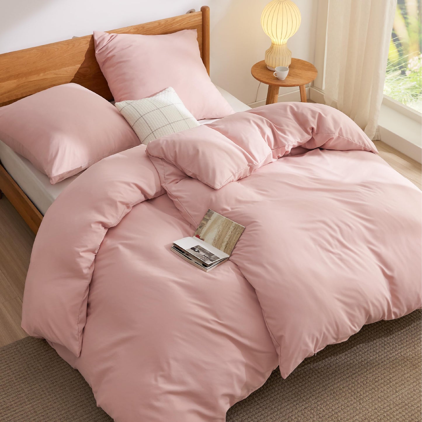 Bedsure Bed Linen 135 x 200 cm, 4-Piece Anthracite Bed Linen, 2 Duvet Covers 135 x 200 cm and 2 Pillowcases 80 x 80 cm, Oeko-Tex Bed Linen Sets, Polyester Microfibre with Zip