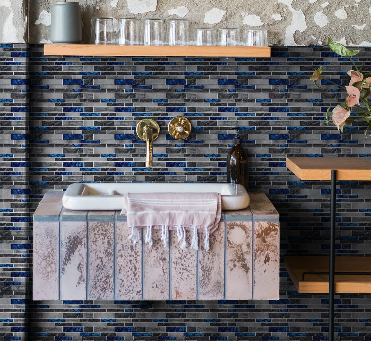 Art3d 30 x 30 Peel and Stick Kitchen Backsplash Tiles Marble Grey