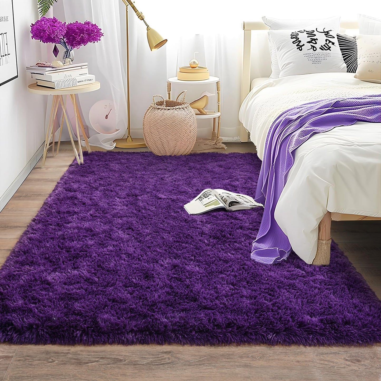BSGIFT High Pile Rug, Grey, 160 x 230 cm, Shaggy Long Pile Fluffy Rug, Living Room, Modern Living Room Rug, Bed Rug, High-Pile Carpet, Non-Slip for Bedroom, Children's Room