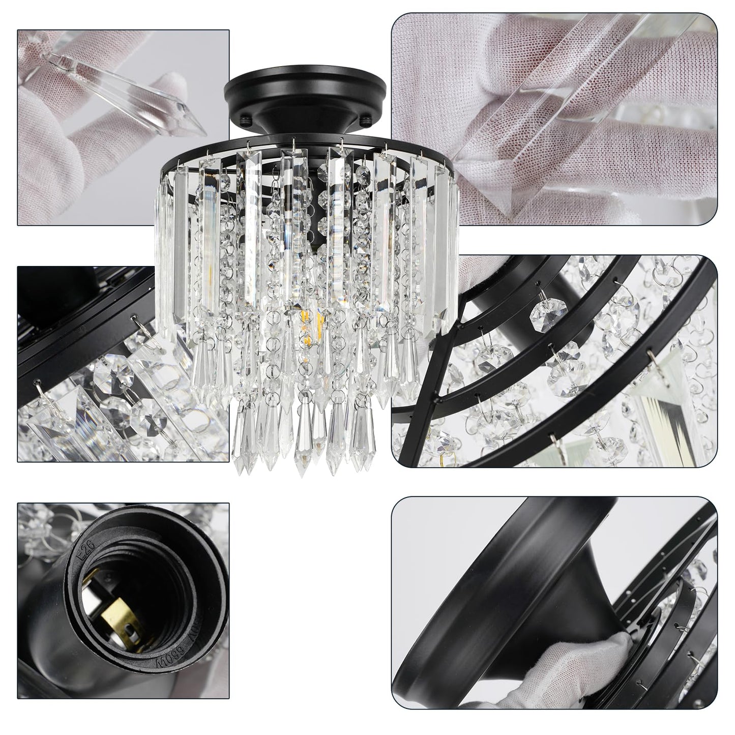 FRIDEKO HOME Modern Kronleuchter Kristall Deckenleuchte Gold,Kleine Kristall Deckenlampe E27 Fassung für Wohnzimmer Schlafzimmer Küche Flur,Ø23cm