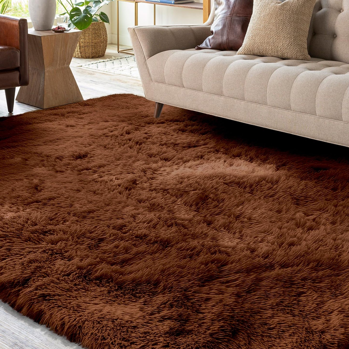 XSIVOD Fluffy High Pile Rug, Dark Grey, Washable Rug 140 x 200 cm, Living Room, Non-Slip Extra Large Rugs, Bedroom, Soft Modern Rugs, Mat Rugs for Children's Room