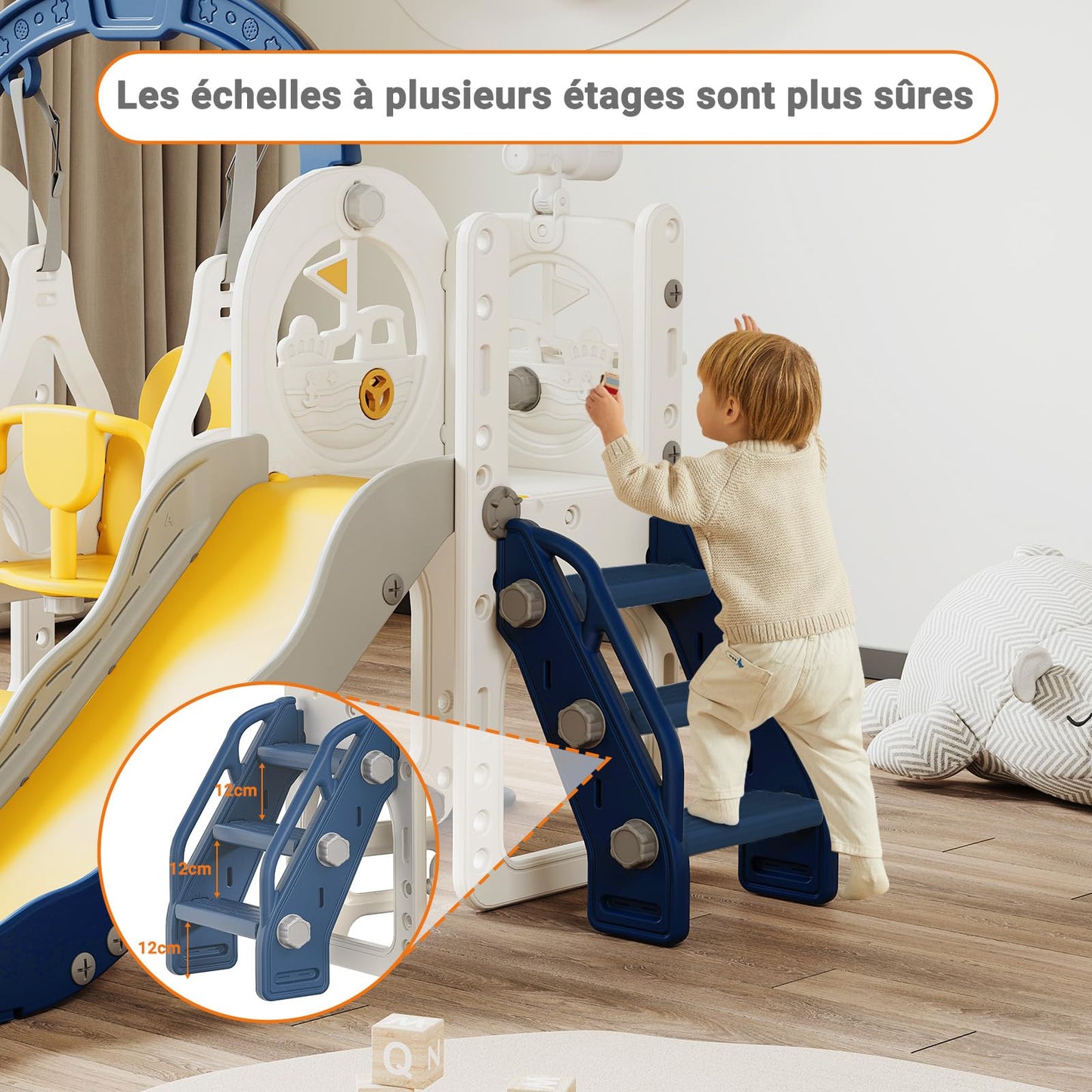 Kinderrutsche, Babyschaukel, 4 in 1, mit Schaukeln, Treppen, Gleiten, Basketballgestellen, Spielplatz für drinnen und draußen, multifunktionale Rutsche (Rosa, Kaninchen)