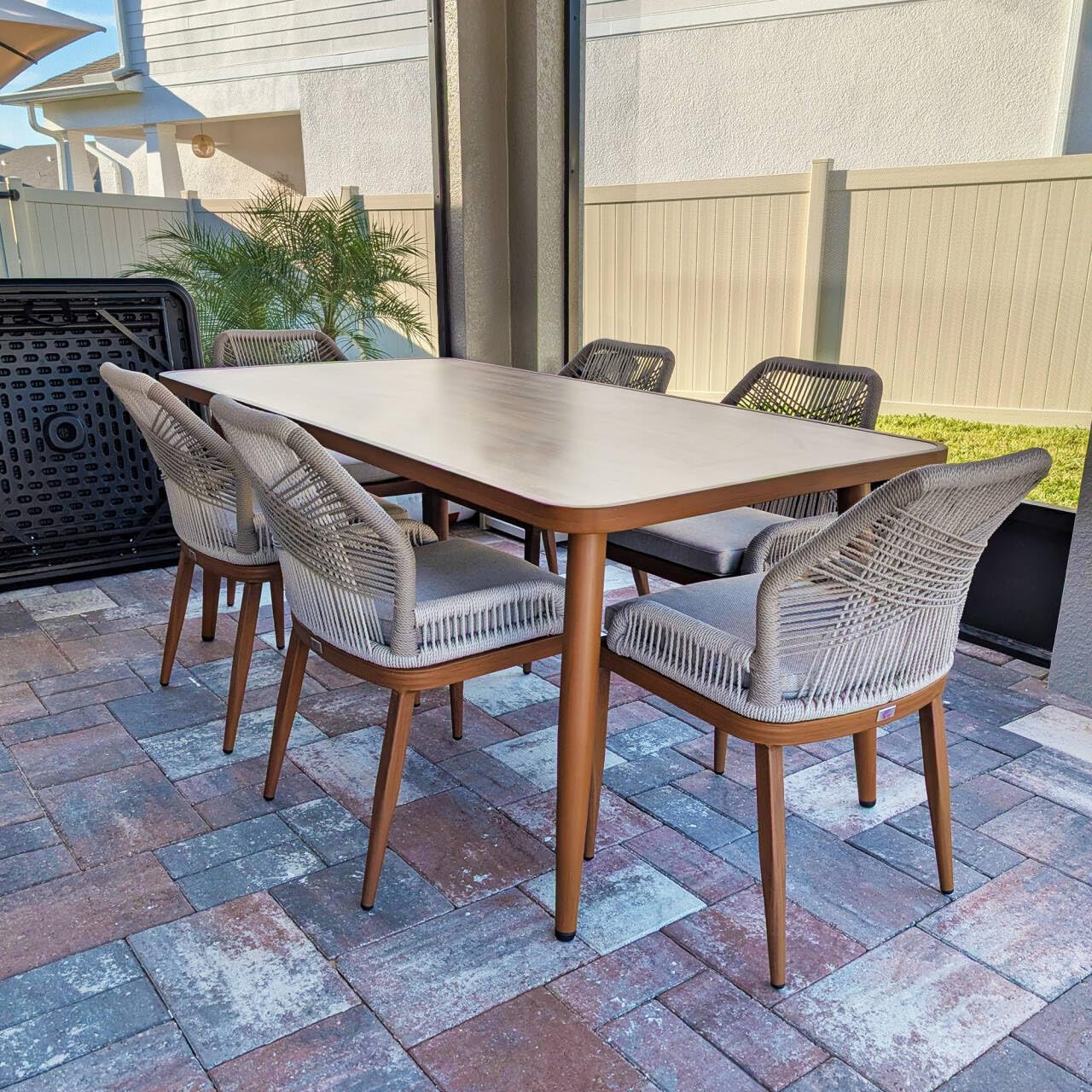 PURPLE LEAF 9-TLG Gartenmöbel Set,Aluminium Terrassenmöbel 8 Gartenstühle mit Tisch Balkonmöbel Essgruppe Gartengarnitur, Grau