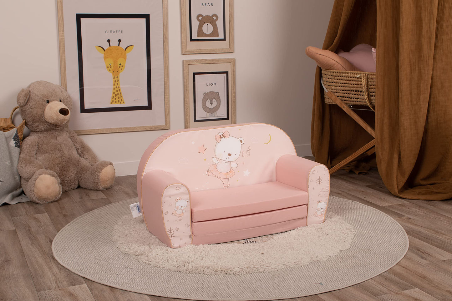 Delsit Kindersofa zum Ausklappen - Kinder Sofa mit Schaumstofffüllung - Sofa Kinder mit Abnehmbarem Bezug - Kindermöbel Kindersofa Mädchen & Jungen- 9 Monate bis 4 Jahre - DT2-22042