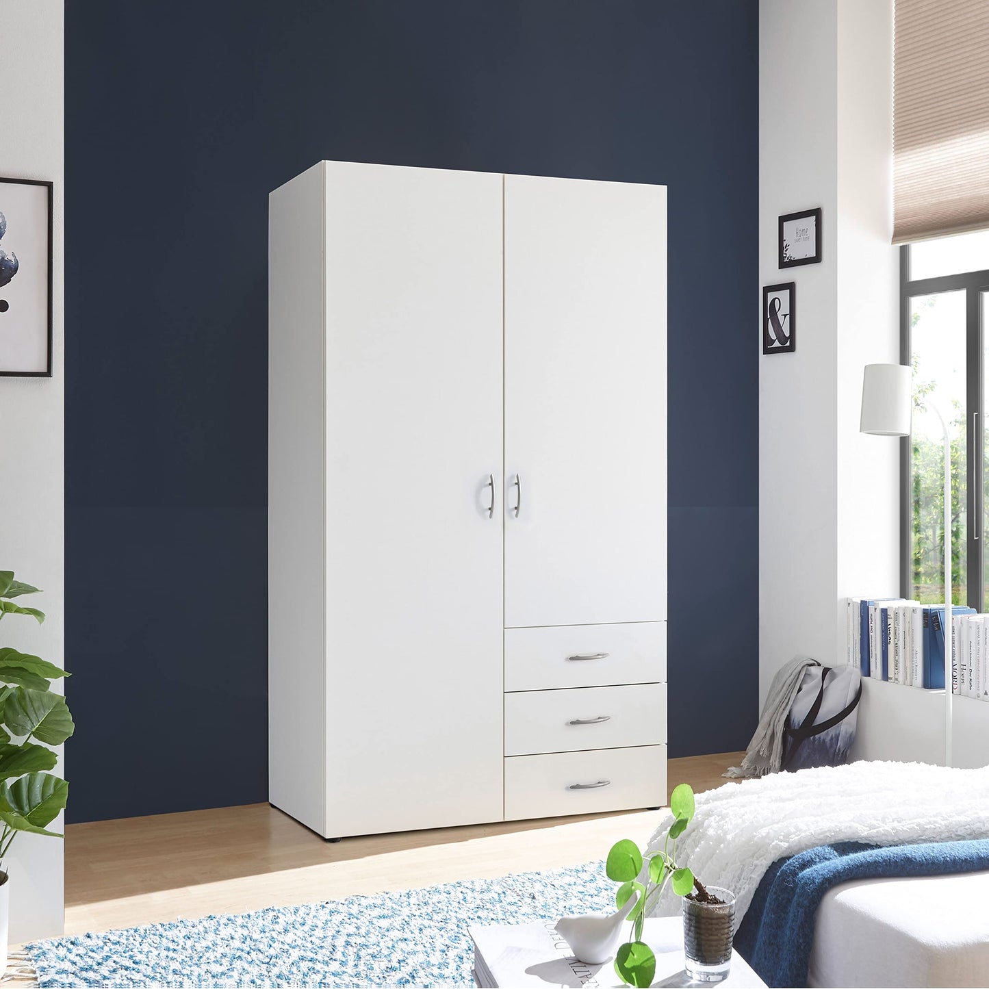 Harry Wardrobe White - Versatile Hinged Door Cupboard 3 Doors for Your Bedroom - 150 x 176 x 51 cm (W x H x D)