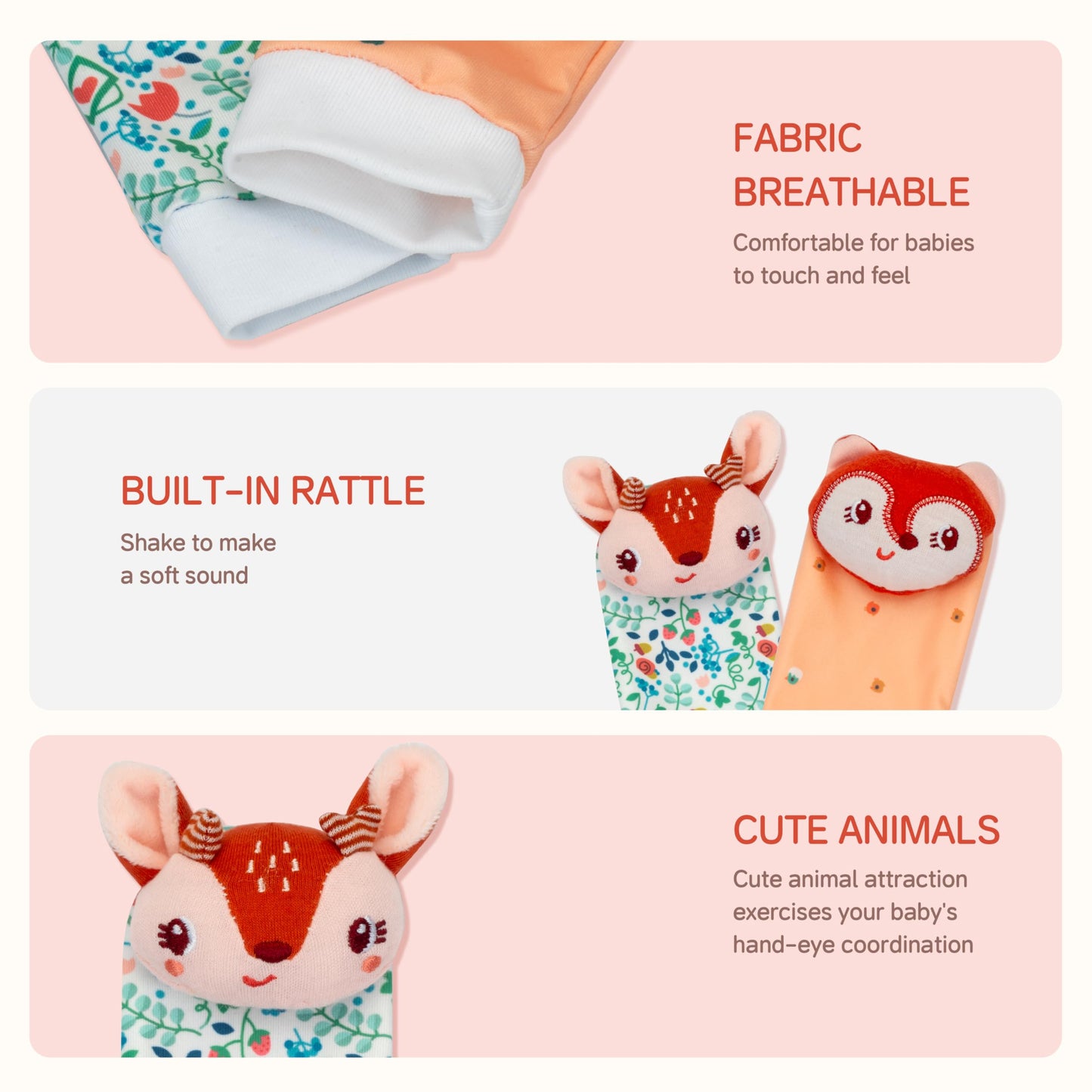 Accevo Baby Handgelenk Rassel Socken, Säugling Rassel Socken und Baby Hand Rasseln Handgelenk, Neugeborenes Hand & Fuß Spielzeug für 0-12 Monate,Baby Shower Geschenke Set mit Handgelenk Rassel Socken