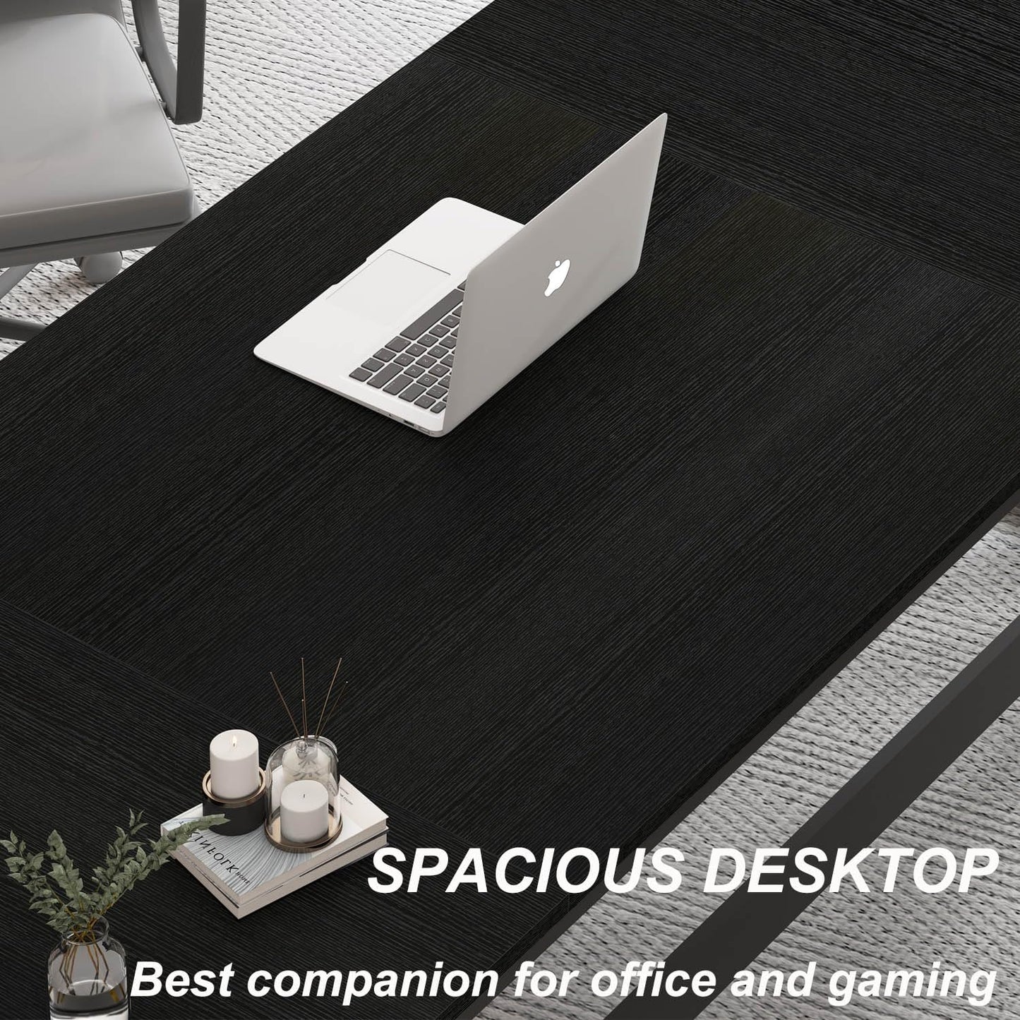 HSH Large Computer Desk, White as Long Office Table, Work Table Design for 2 People, PC Table, Ideal for Home Office, Study and Bedroom, Sturdy Desk, White, 180 cm