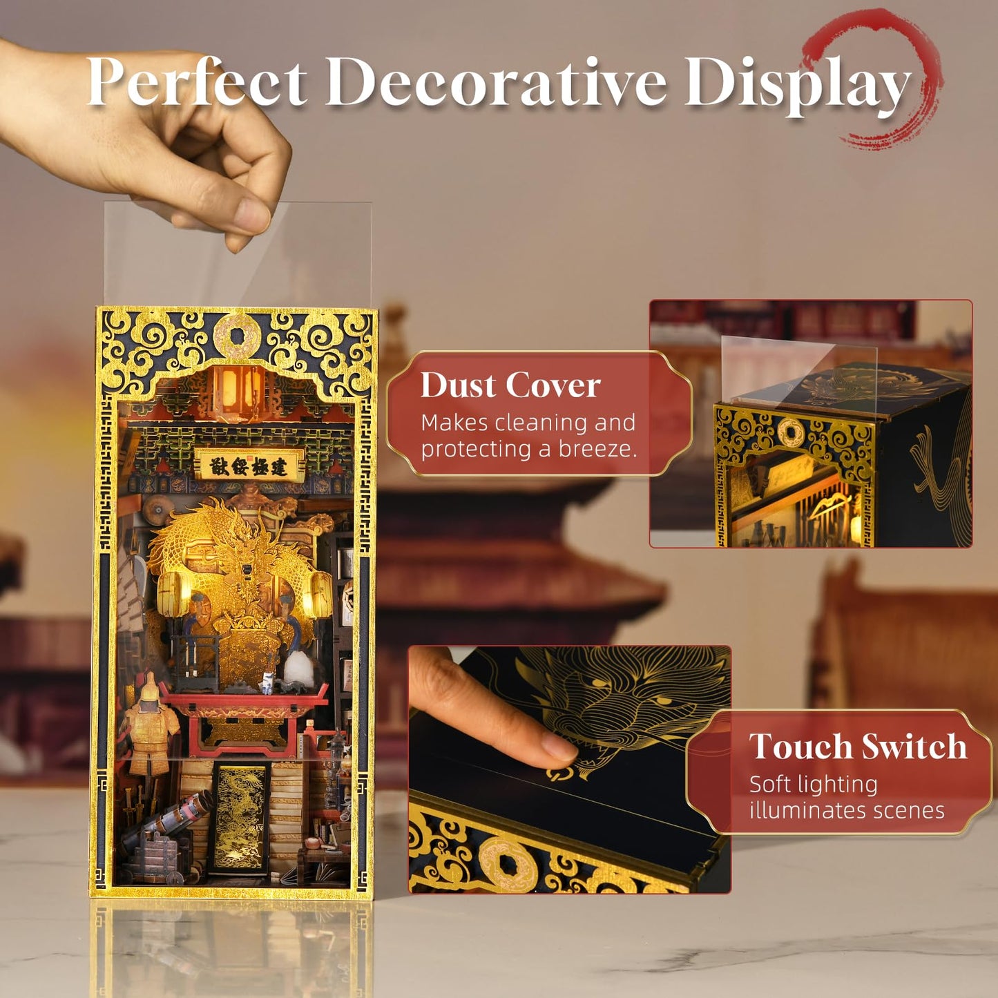 MiniCity Book Nook Kit, DIY Miniature Dollhouse Booknook Kit, 3D Wooden Puzzle Bookend Bookshelf Insert Decor for Teenagers and Adults (Library of Gods Max)