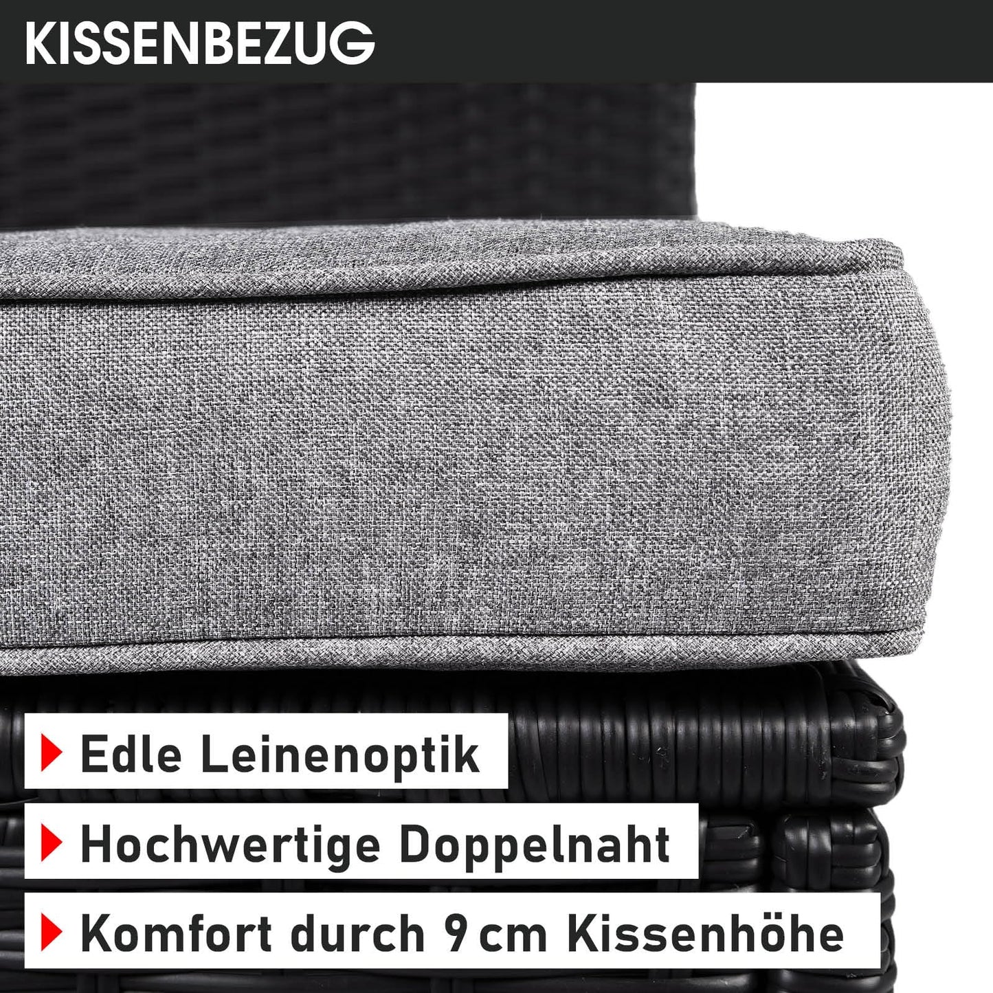 BRAST® Gartenmöbel Lounge Set | 4-5 Personen viele Modelle & Farben | inkl. extra Dicke Kissen | TÜV geprüft | Outdoor Loungemöbel Sitzgruppe Essgruppe Garnitur | Harmony Schwarz