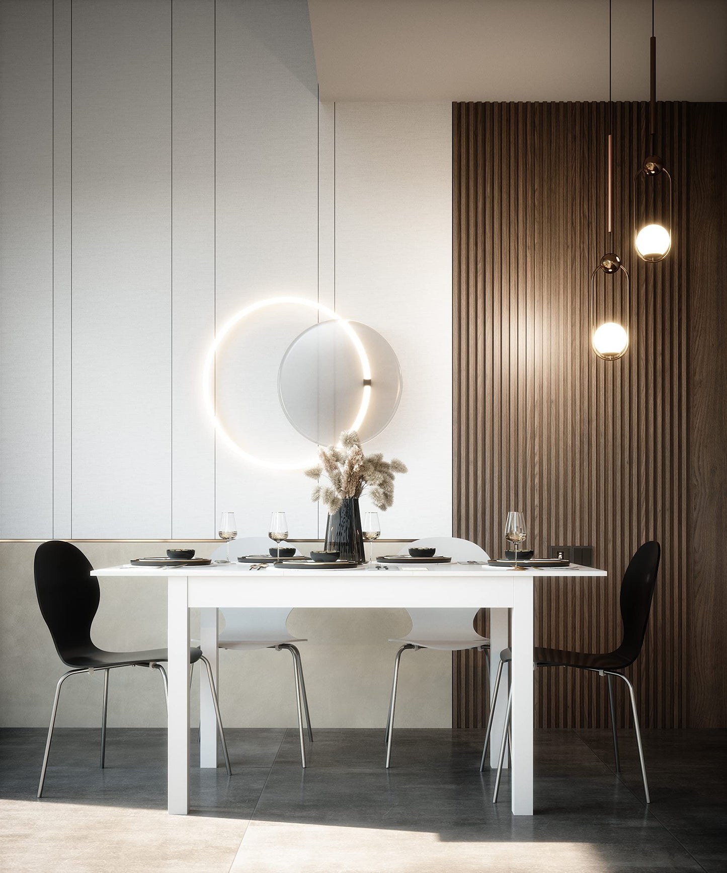 Newfurn Dining Table Wild Oak Dining Room Table Kitchen Table Dining Table II 120 x 76.5 x 70 cm (W x H x D) Extendible up to 160 cm including 40 cm Table Top Anthracite Kitchen Table Dining Table