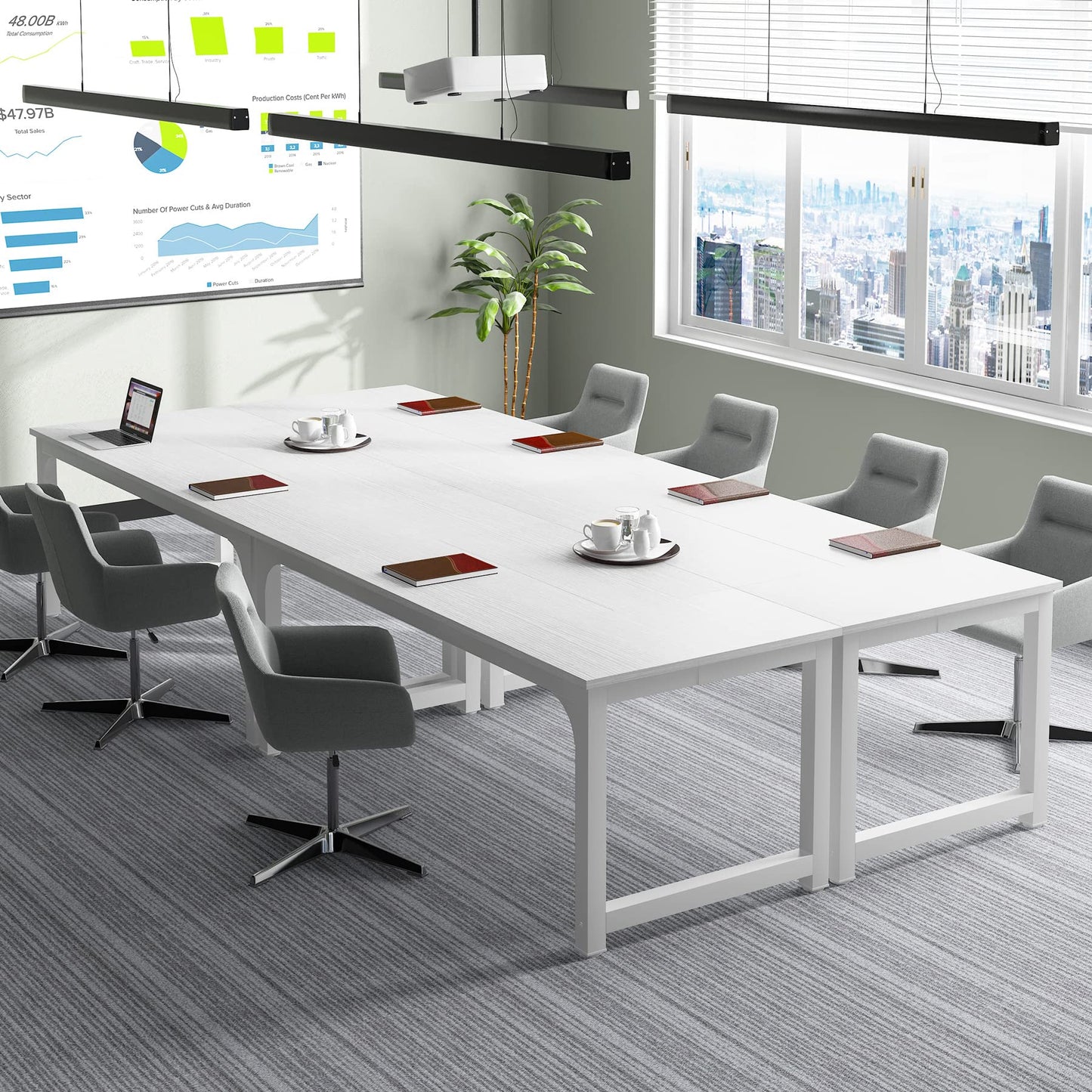 Tribesigns Schreibtisch Computertisch, PC Tisch Bürotisch Arbeitstisch Esstisch in Schwarz für Home Office zu Hause Schreibtische, Konferenztisch (Rustikales Braun/Schwarz, 180 x 80 x 75 cm)