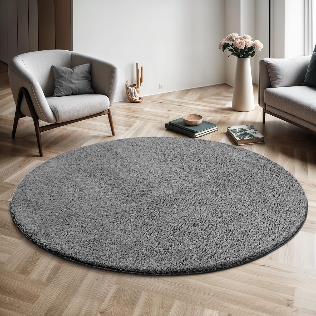 the carpet Relax Rug, Modern, Fluffy, Short Pile, Non-Slip Underside, Washable up to 30°C, Super-Soft, Fur Look, Anthracite, 160 x 220 cm