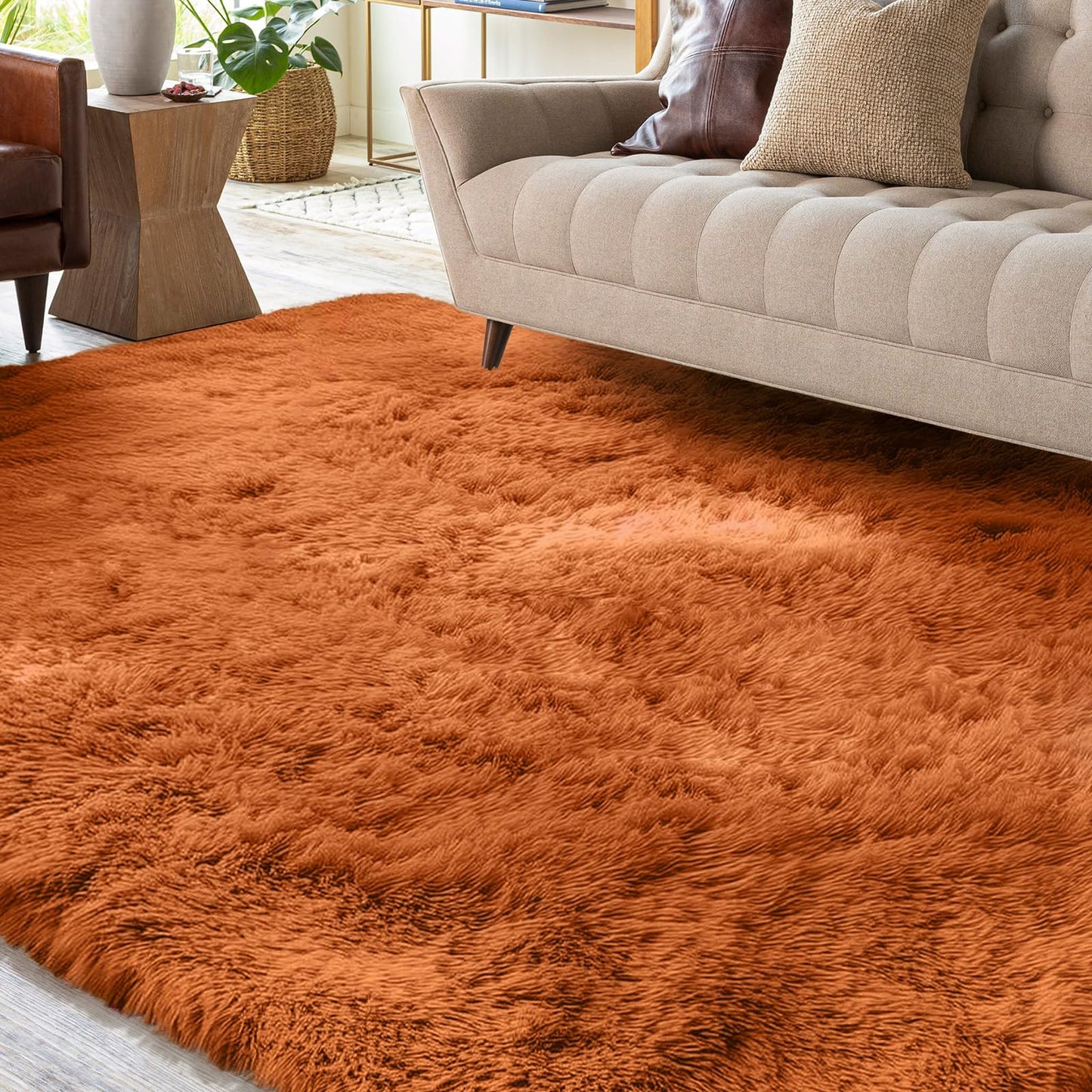 XSIVOD Fluffy High Pile Rug, Dark Grey, Washable Rug 140 x 200 cm, Living Room, Non-Slip Extra Large Rugs, Bedroom, Soft Modern Rugs, Mat Rugs for Children's Room