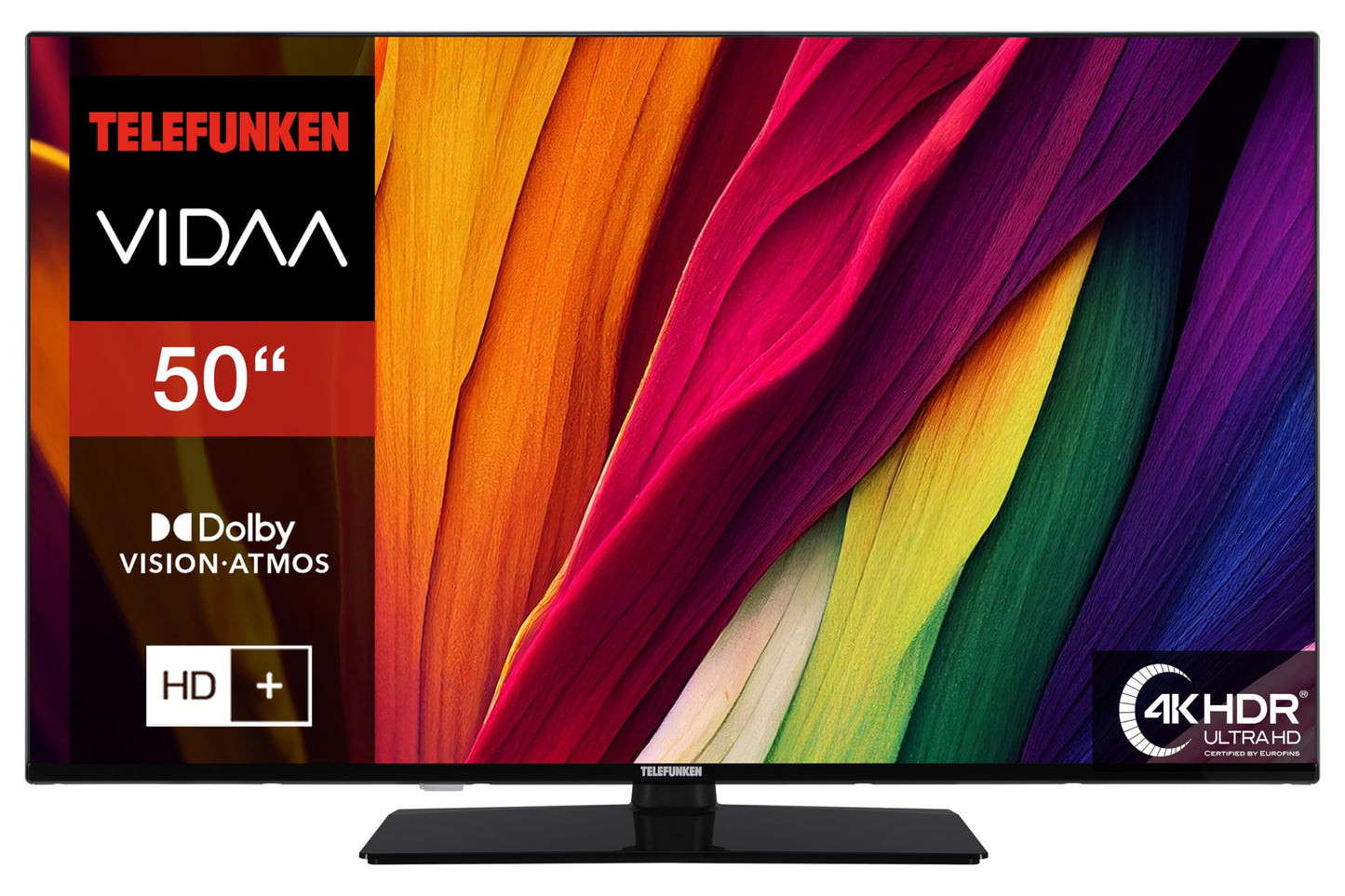 TELEFUNKEN VIDAA D43U790B2CW 4K TV 43 Inch Smart TV UHD, HDR TV with Dolby Vision, Triple Tuner and 6 Months HD+ Including LED TV, Black