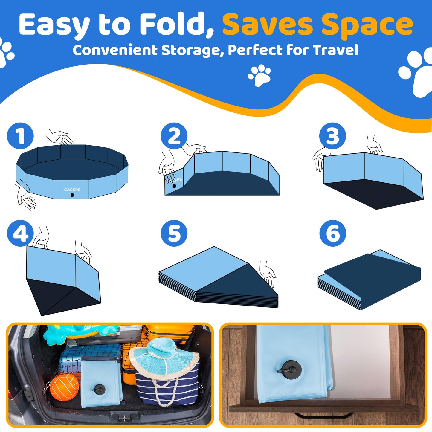 CACSPS Faltbarer Hundepool, 221 x 30,5 cm, Kinderpool mit Hartplastik, rutschfeste Hundebadewanne für den Außenbereich, Hinterhof, Faltbarer Hundepool für Kinder, Hunde, Haustiere (rot)