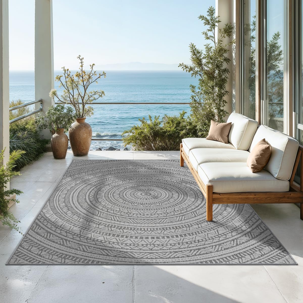the carpet Mistra - Moderner In- und Outdoor Teppich, perfekt für das Wohnzimmer, Schlafzimmer oder die Terrasse, Wetterfest, langlebig und pflegeleicht, Natur, 300 x 400 cm