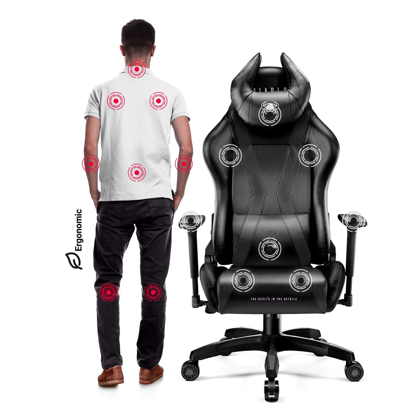 Diablo X-Horn Gaming Office Chair Desk Chair 3D Armrests Ergonomic Design Neck / Lumbar Cushion Imitation Leather Rocker Function