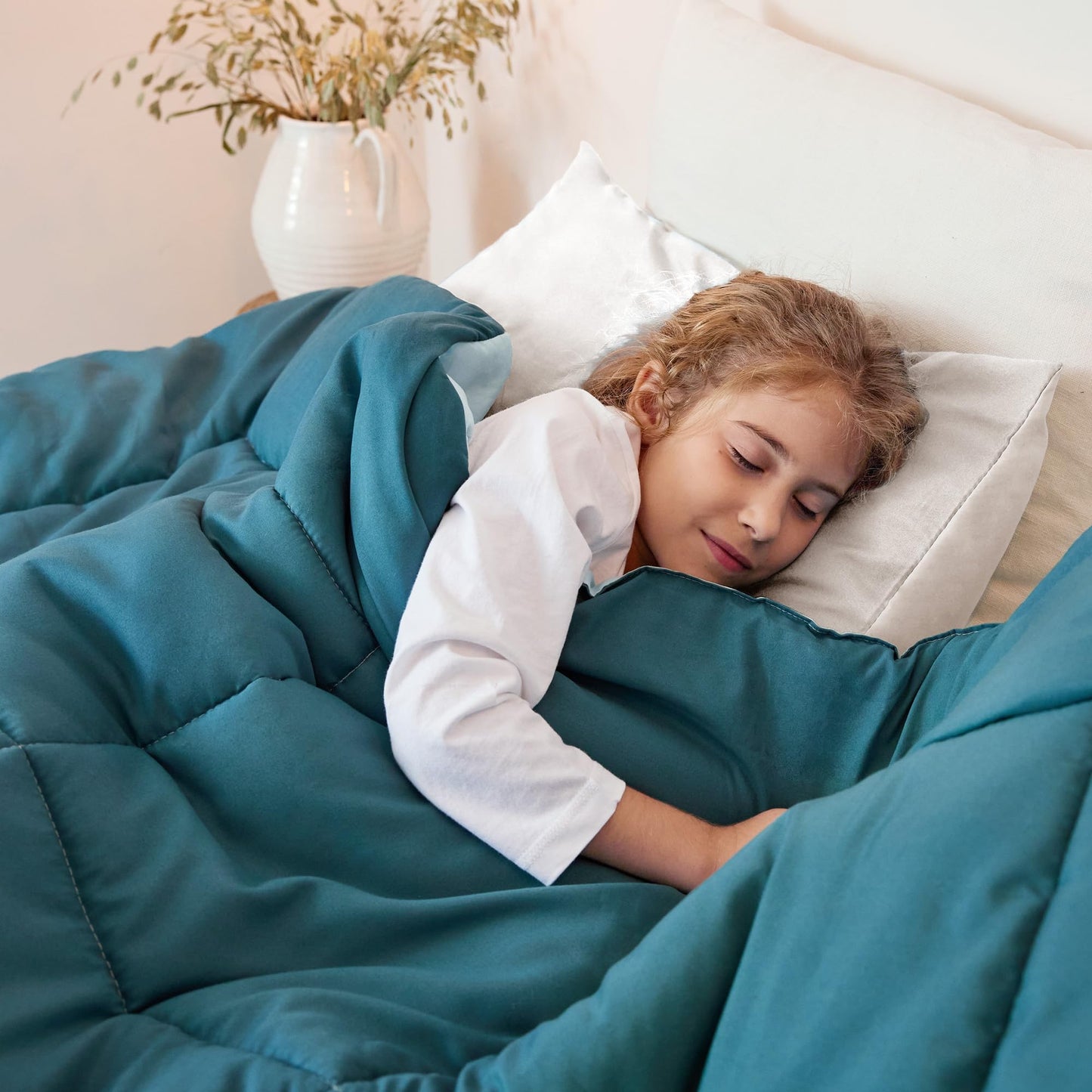 Exclusivo Mezcla 4-Season Duvet 155 x 220 cm, Warm and Light Sleeping Blanket without Cover, Turquoise/Aqua