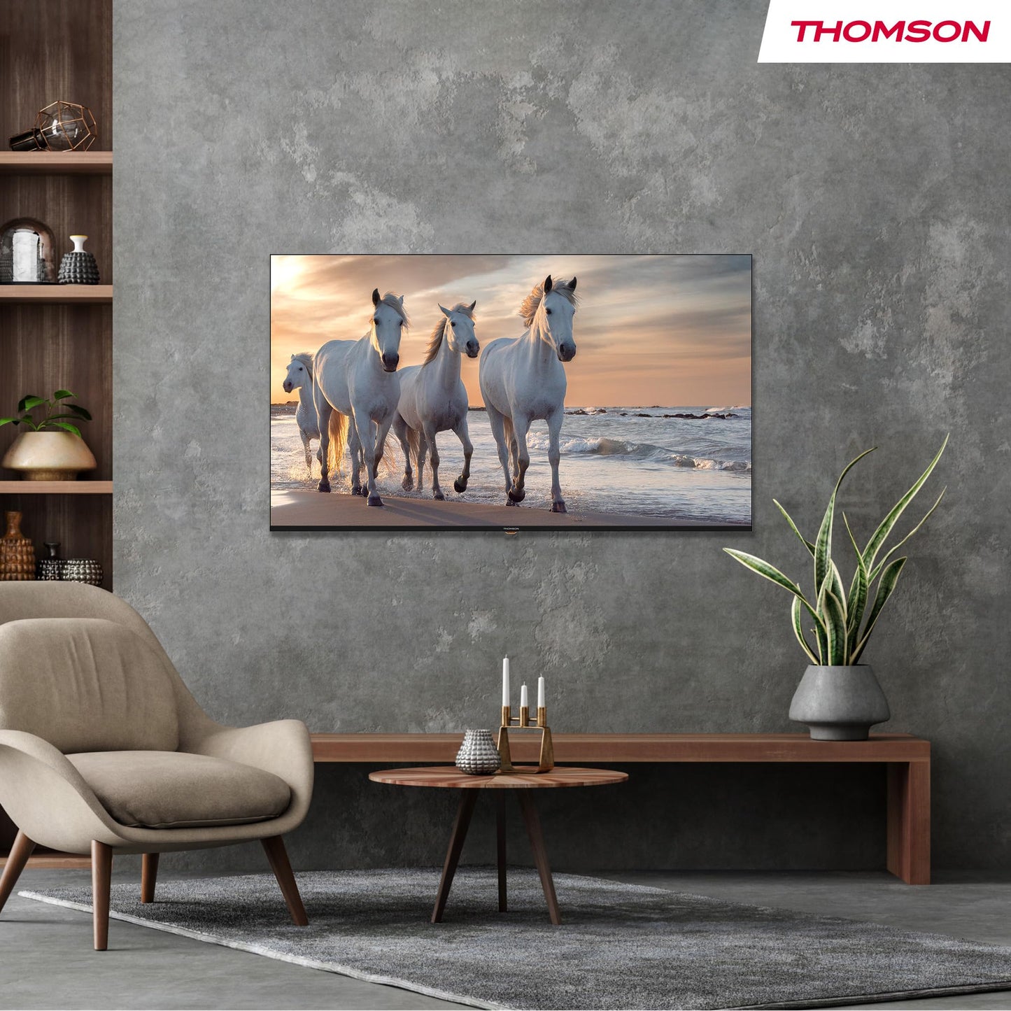 Thomson 43 Zoll (109 cm) 4K Ultra HD Weiß Smart Android TV, Google Assistant, Wi-Fi, Dolby Digital, Bluetooth, Triple-Tuner (Kabel,Satellit,Antenne), HDMI, CI+, A+ Panel – 43UA5S13W