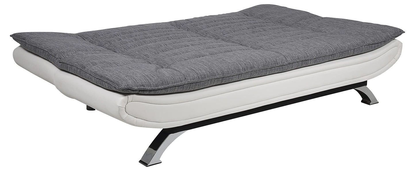 AC Design Furniture Jasper Bettcouch Dunkelgrau/Schwarz, Schlafsofa mit 3 Liegepositionen, Moderner 3-Sitzer Ohne Armlehne, Gepolstert mit Schwarzen Metallbeinen, L: 196 x H: 91 x T: 98 cm