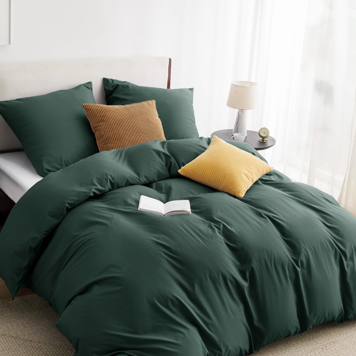 Bedsure Bed Linen 135 x 200 cm, 4-Piece Anthracite Bed Linen, 2 Duvet Covers 135 x 200 cm and 2 Pillowcases 80 x 80 cm, Oeko-Tex Bed Linen Sets, Polyester Microfibre with Zip