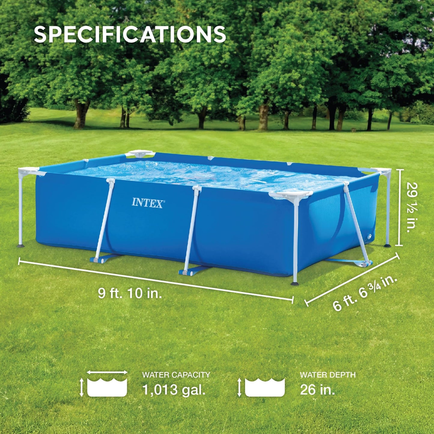 Intex Rectangular Frame Pool, Blau, 300 x 200 x 75 cm