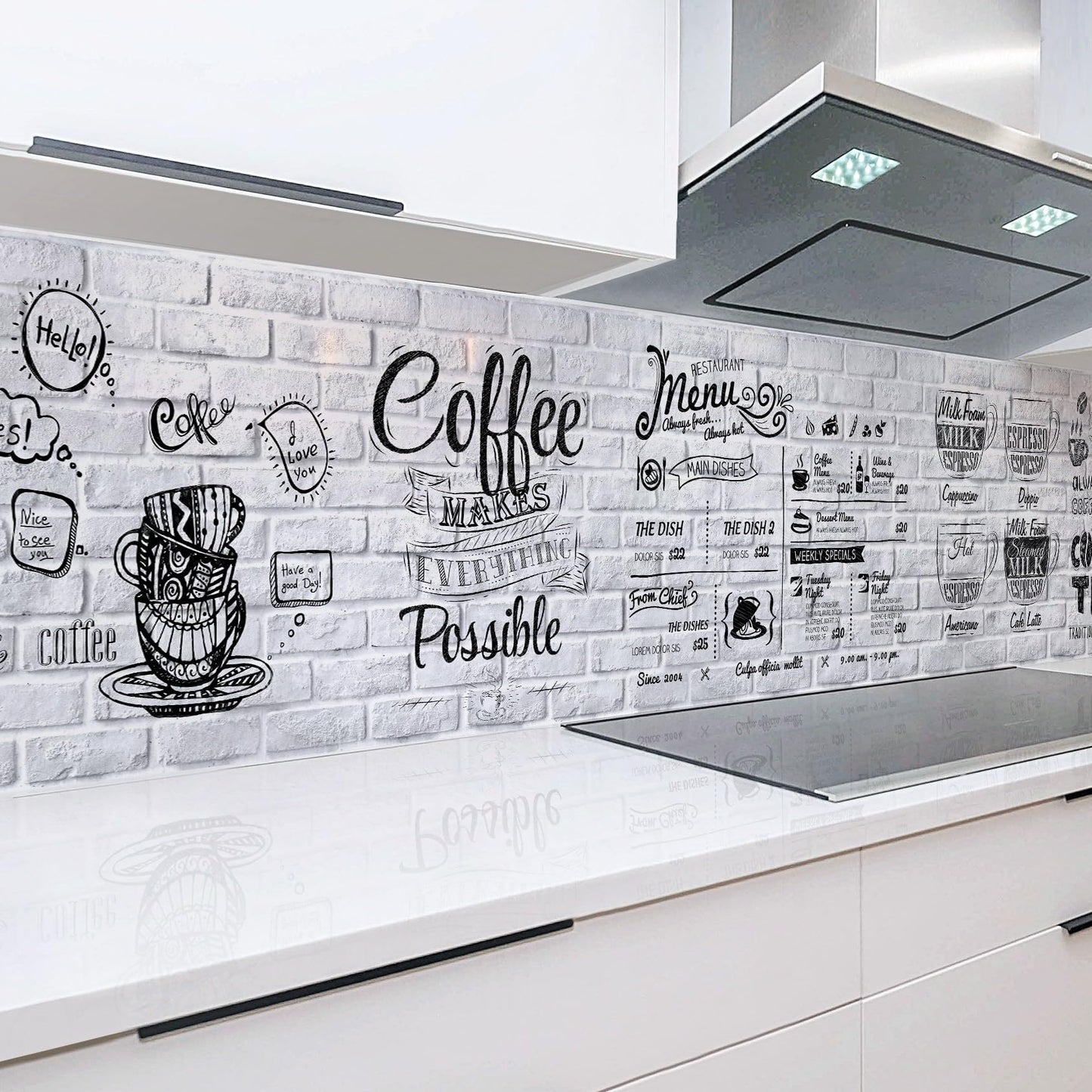 Rodnik Kitchen Splashback, Robust ABS Plastic Monolith Panel in Deluxe Quality, Direct Print, Choice of Motifs (Ice Cubes and Cherries)
