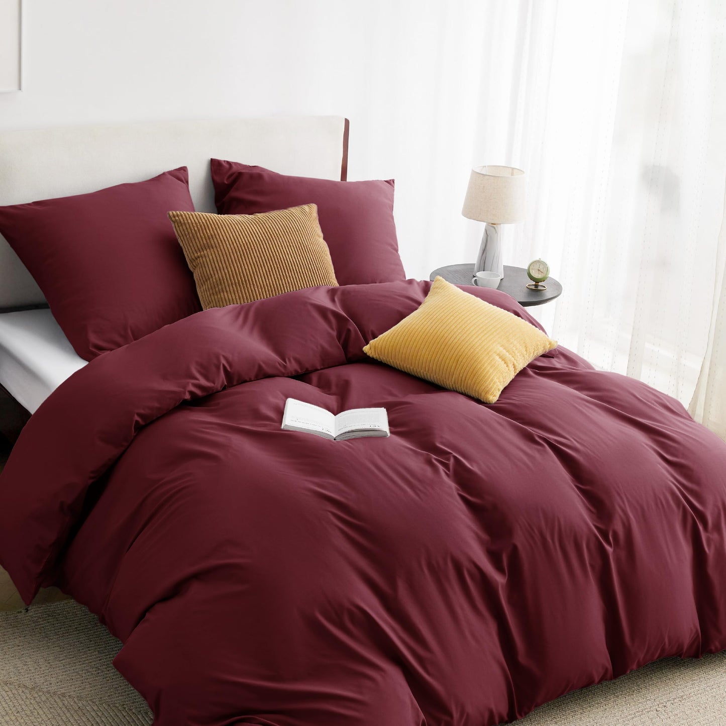 Bedsure Bed Linen 135 x 200 cm, 4-Piece Anthracite Bed Linen, 2 Duvet Covers 135 x 200 cm and 2 Pillowcases 80 x 80 cm, Oeko-Tex Bed Linen Sets, Polyester Microfibre with Zip
