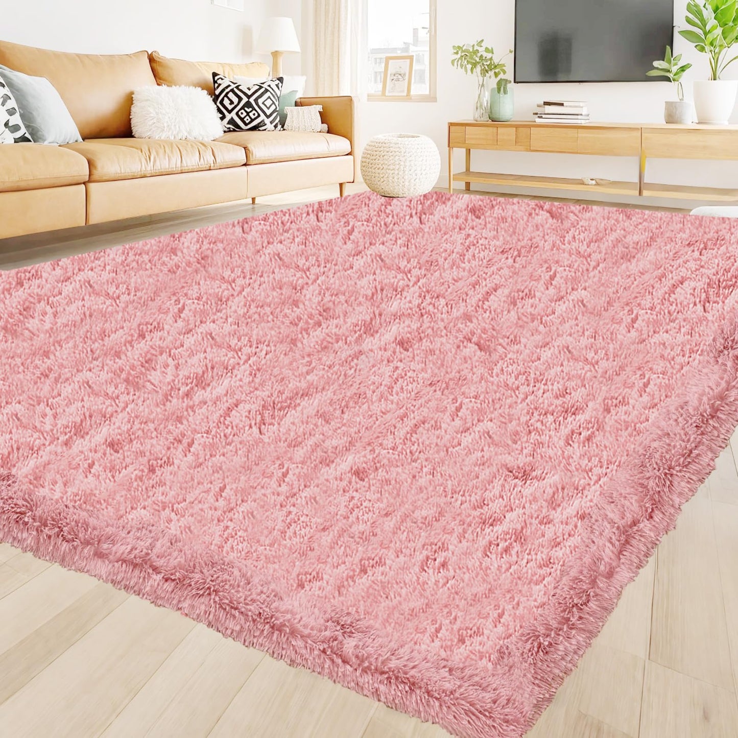 High Pile Living Room Rug, 140 x 200 cm, Cream Fuzzy Shaggy Fluffy Rug for Bedroom Rugs, Modern Plush Living Room Rug, Bed Rug, High-Pile Carpet, Non-Slip for Children's Room