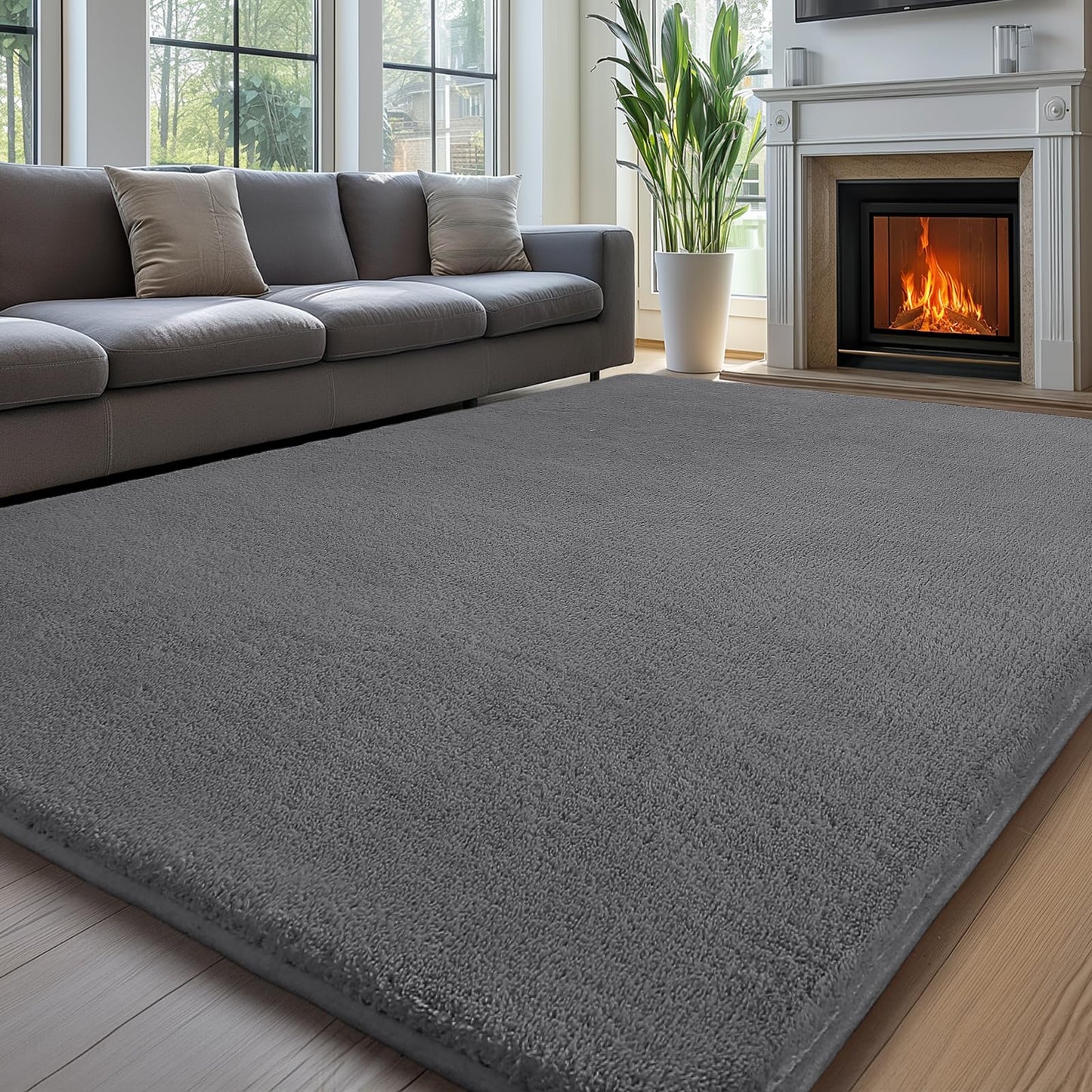 Sour Lemon Teppich Wohnzimmer 240x300, Kinderzimmer Mädchen Junge Schlafzimmer Grau, Kurzfloriger Weicher Wohnzimmerteppich, Flauschig, Waschbar