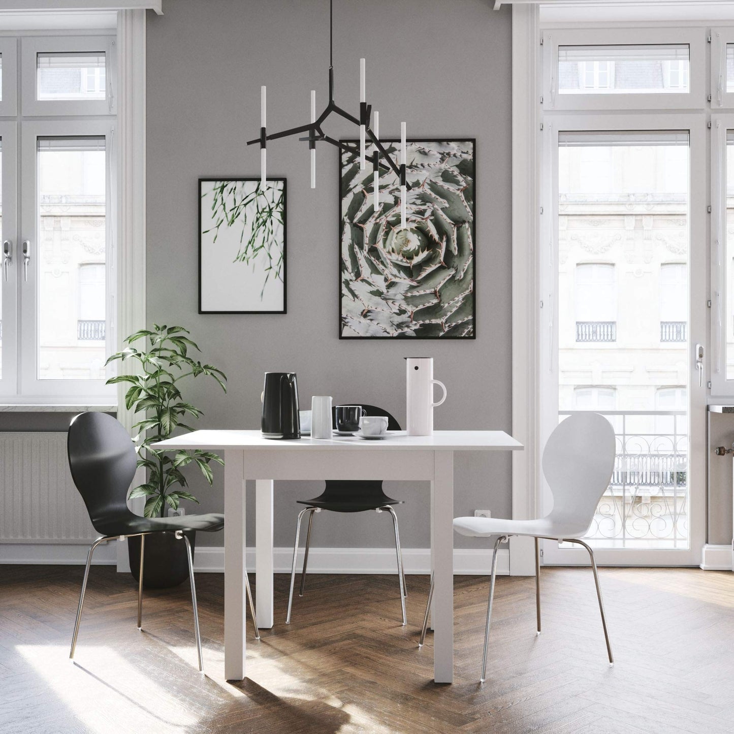 Newfurn Dining Table Wild Oak Dining Room Table Kitchen Table Dining Table II 120 x 76.5 x 70 cm (W x H x D) Extendible up to 160 cm including 40 cm Table Top Anthracite Kitchen Table Dining Table