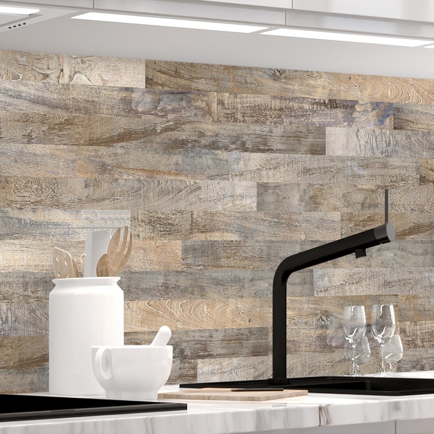 StickerProfis Küchenrückwand selbstklebend Matt-Optik - STEINWAND Ashlar - 1.8mm, Versteift, alle Untergründe, Hart PET Material, Premium 60 x 80cm